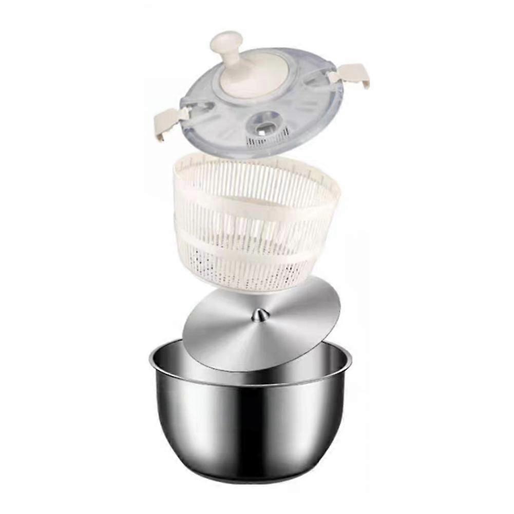 Steel Salad Spinner 4.75 Qt. 1-Handed Easy Press Large Vegetable