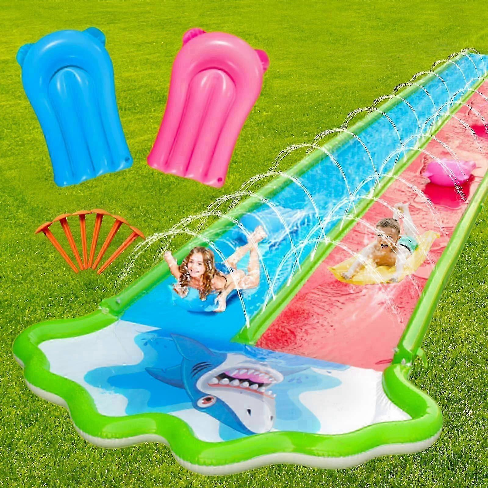 Felfújható vízi csúszdapark 20x6ft 2 bodyboarddal, kék és piros gyerekeknek és felnőtteknek