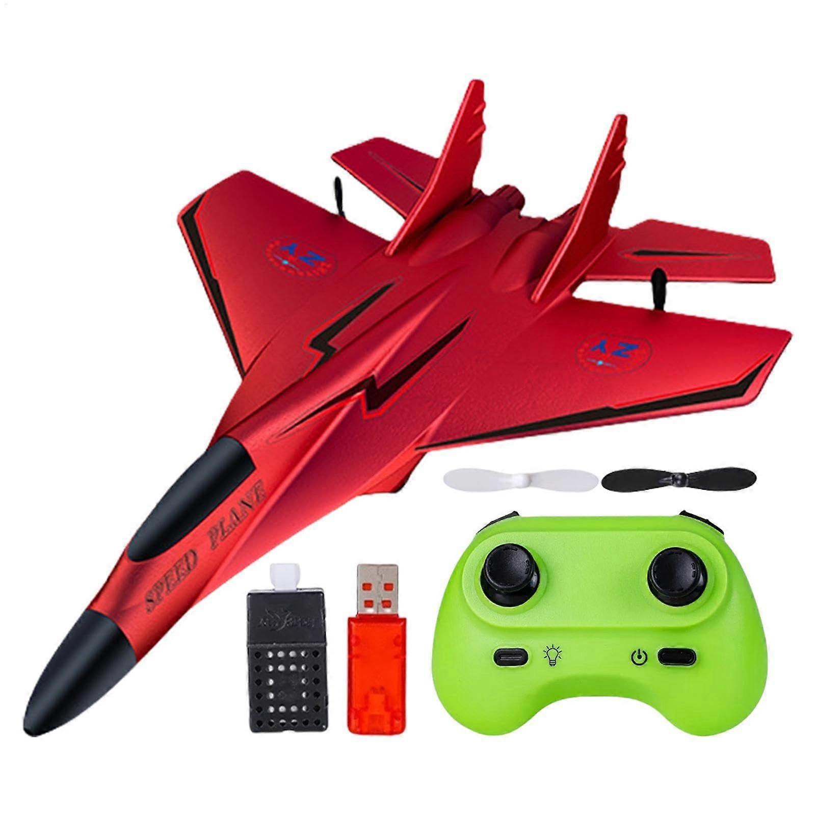 RC Aircraft Toy 2.4 GHz Remote Control Fighter Plane, Foam Red Model Aircraft Toy, Indoor Outdoor Use