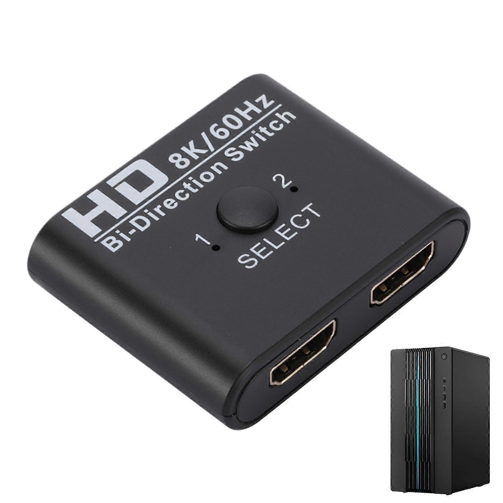 Bi-Direction Manual Switcher | 2-Port HD Multimedia Splitter for Monitors, Projectors, and TVs - High Resolution HDMI Switcher