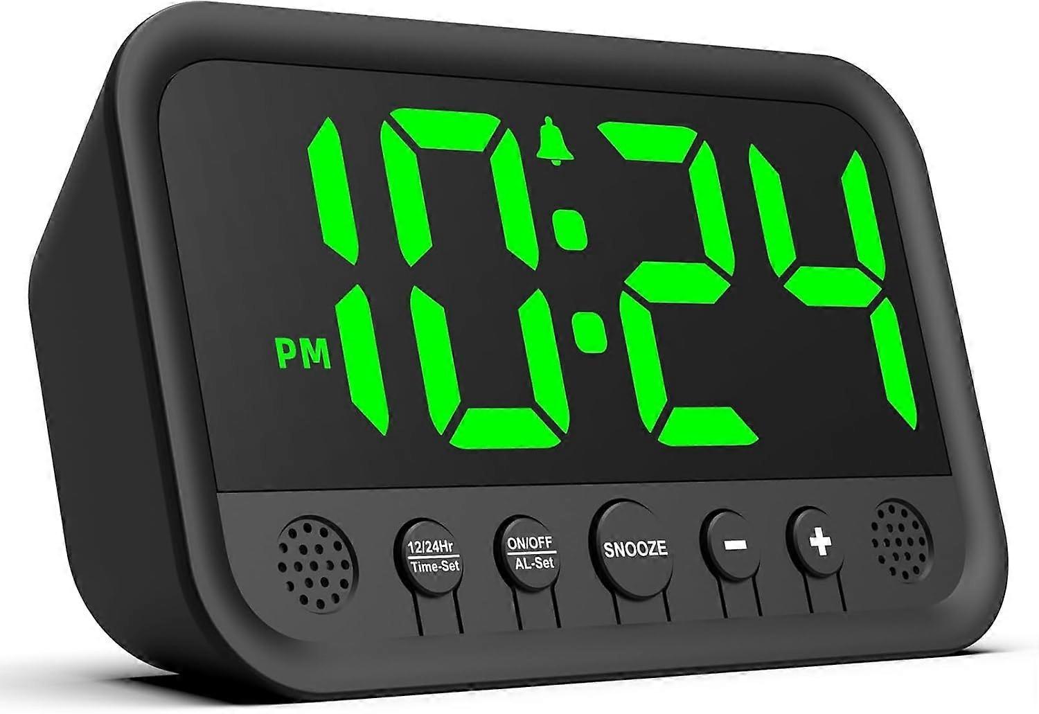 Digital Alarm Clock With Large Led Display For Bedroom, Loud Alarm For Heavy Sleep,  12/24 Hours