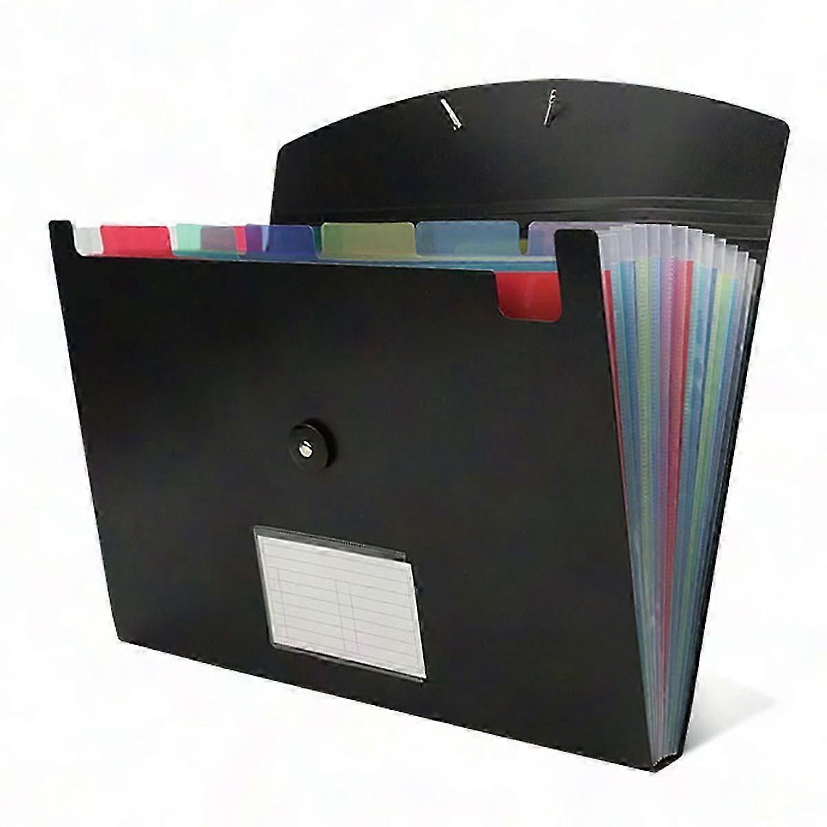 13 Pocket Accordion File Organizer - Expandable Plastic File Folder with Color Insides