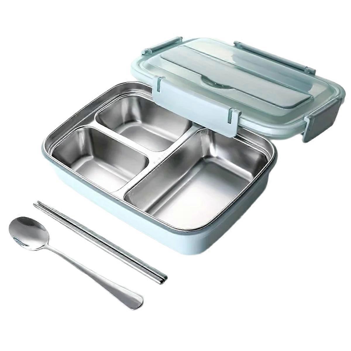 Matboks i rustfritt stål 3 rom blå