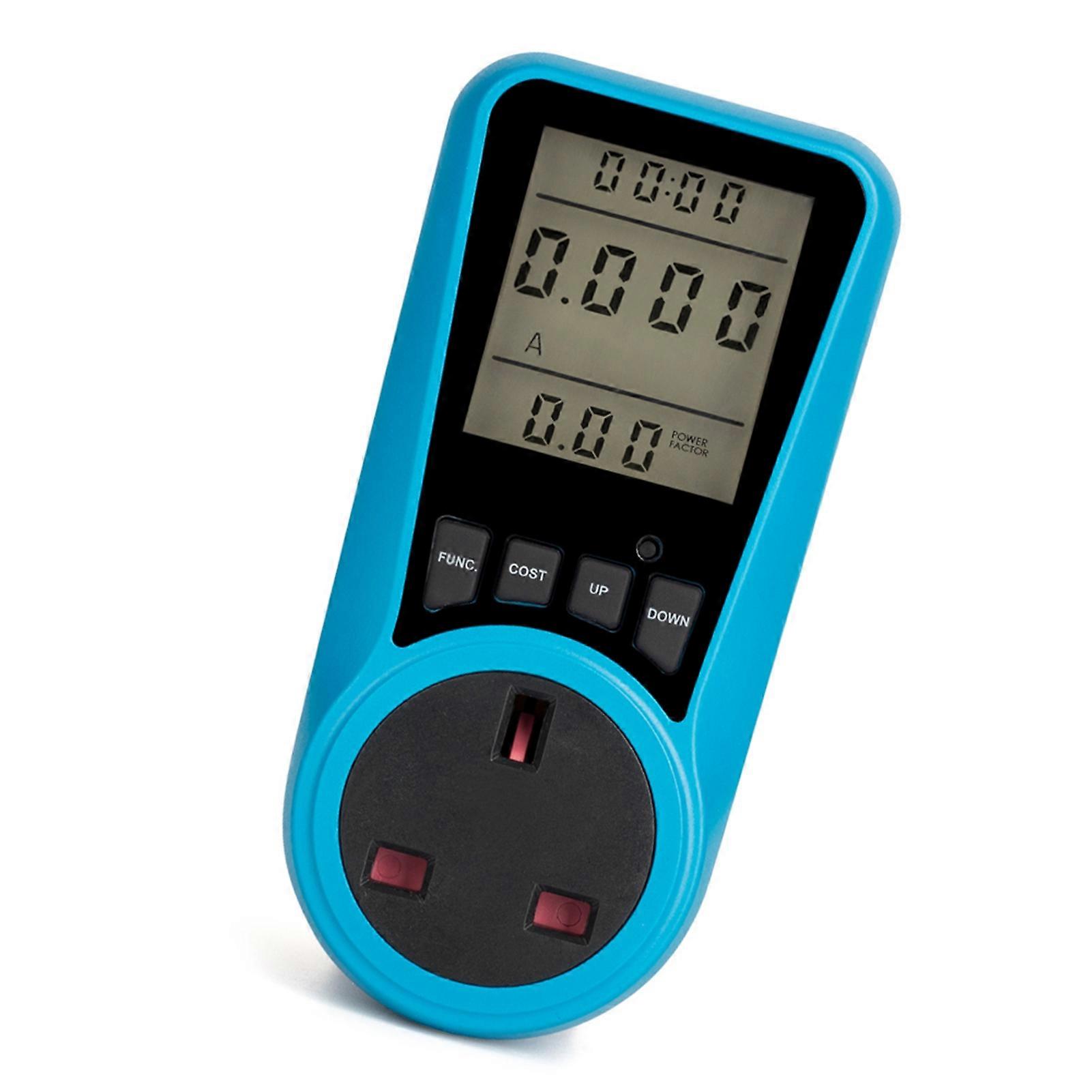 LCD Display Electricity Usage Power Meter Socket Energy Watt Volt Amps Wattage KWH Consumption Analyzer Monitor Outlet AC230V~250V