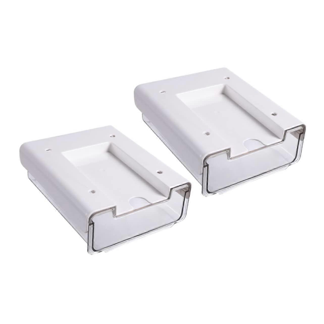 Invisible Desk Drawer Organiser Storage - 2pcs Sturdy Under Desk Boxes for Long-term Use, Space-saving Design, Durable Material