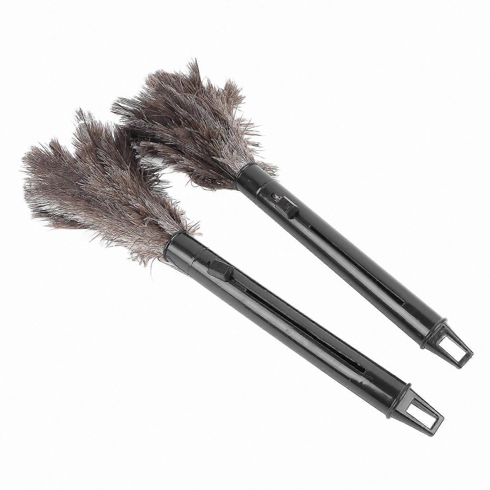 Retractable Long Handle Feather Duster, 2 Pack Ostrich Feather Cleaning Tool for Home Use