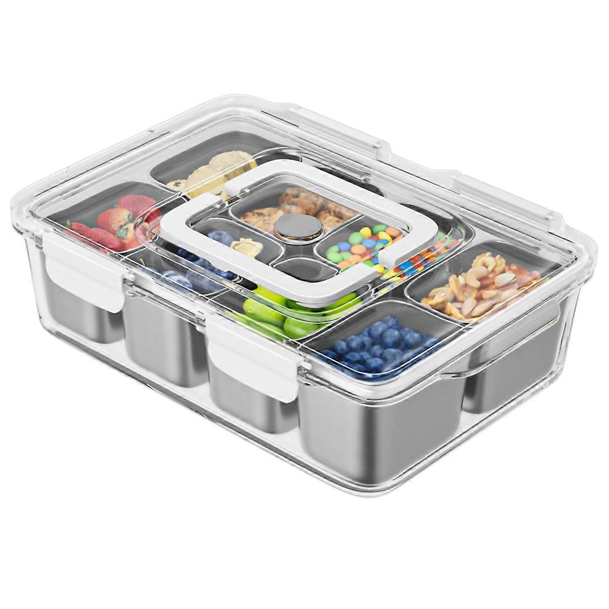 Snackle-Box-Behälter, unterteiltes Serviertablett aus Edelstahl