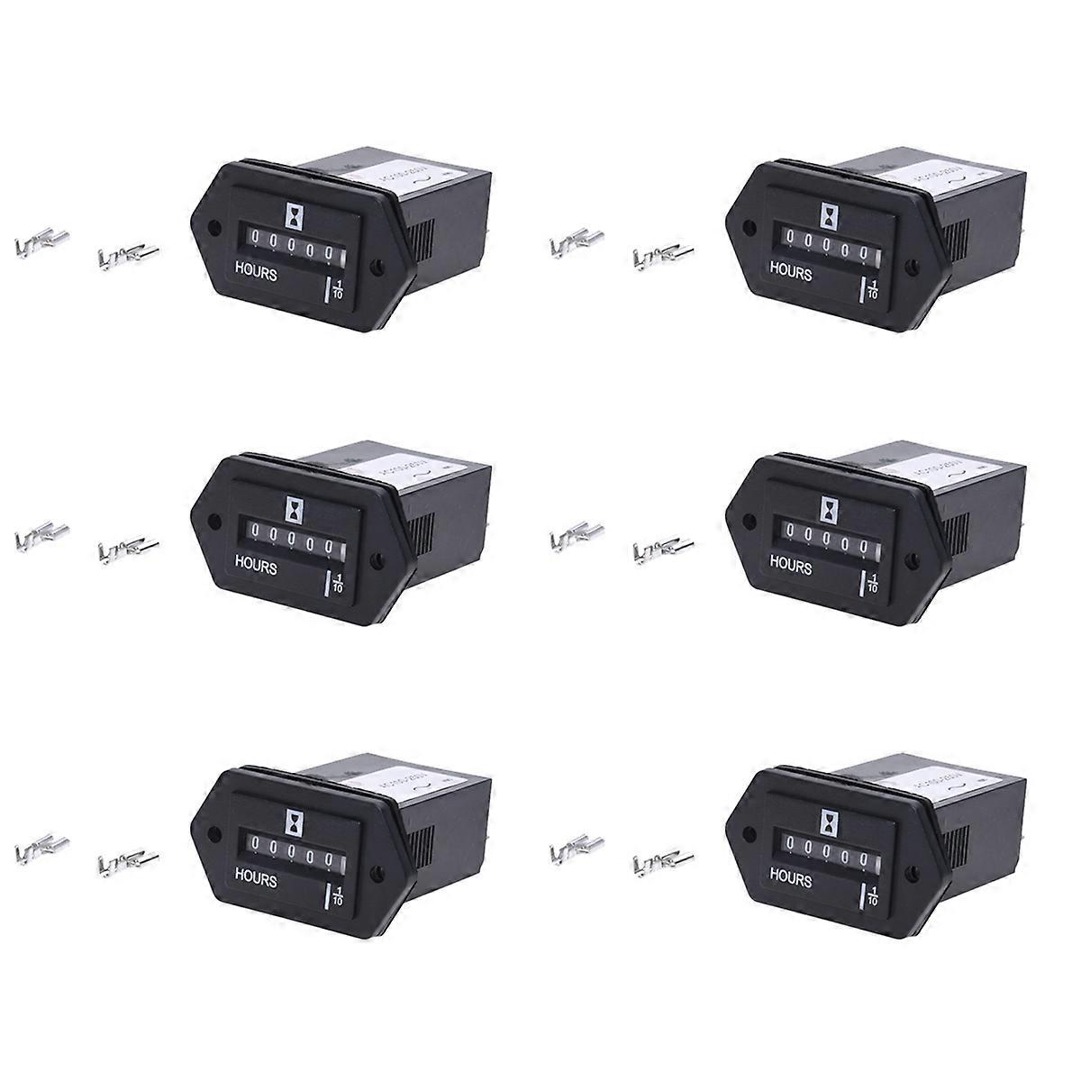 6X AC100-250V Electromechanical Hour Meter Counter