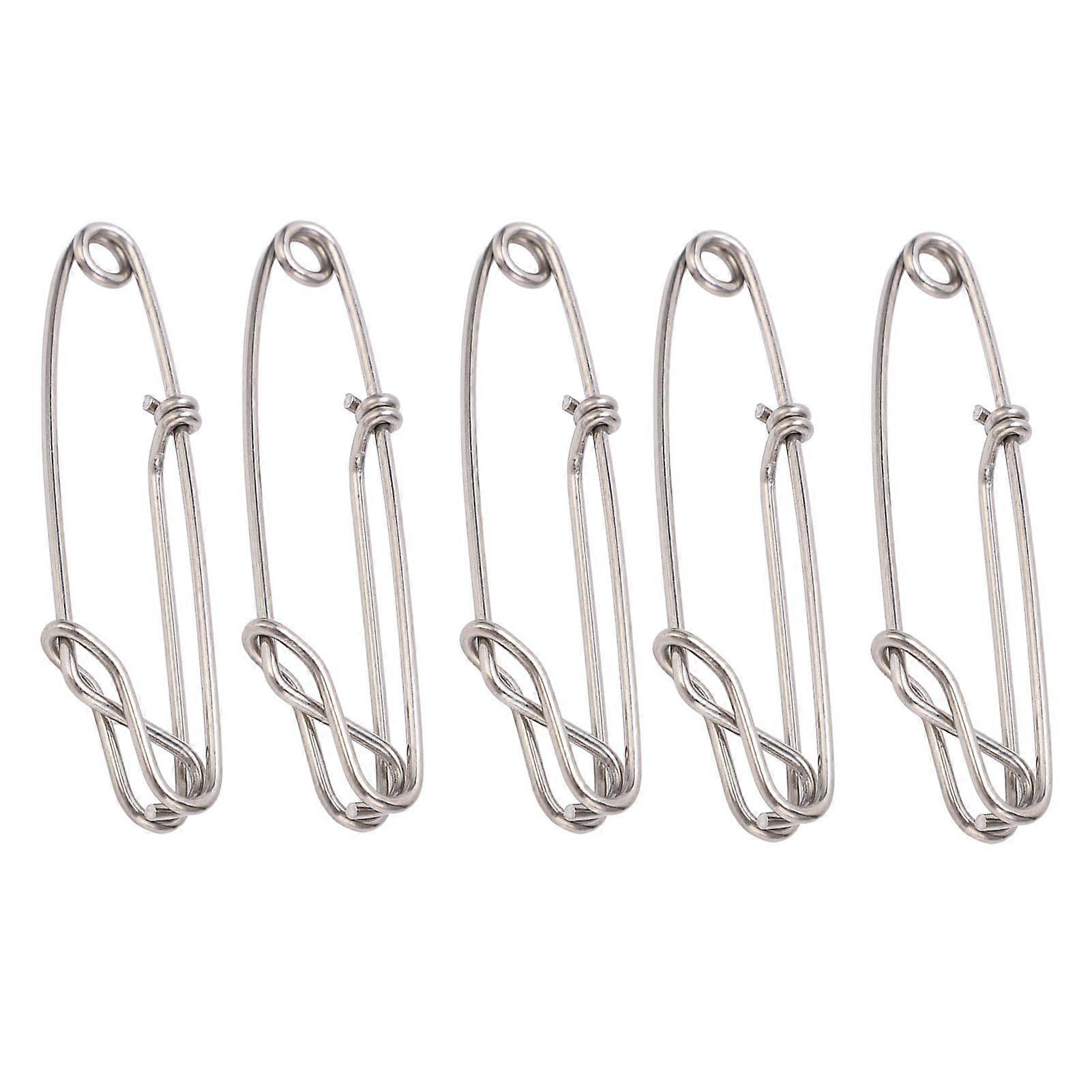 5pcs/set Longline Snap Clip Corrosion Resistance Float Line Tuna Clip for Ocean Fishing2.0x80mm