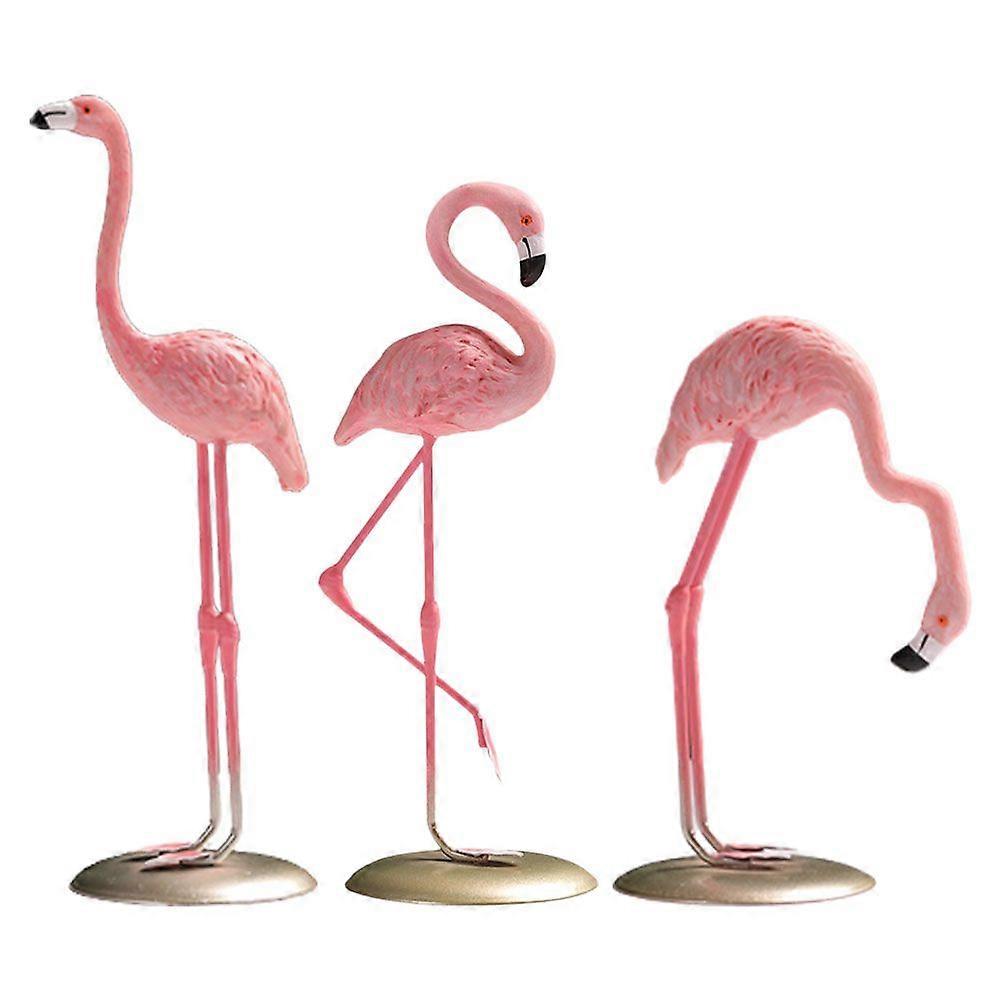3pcs Resin Flamingo Figurine Desktop Decorative Flamingo Statue for Home Office