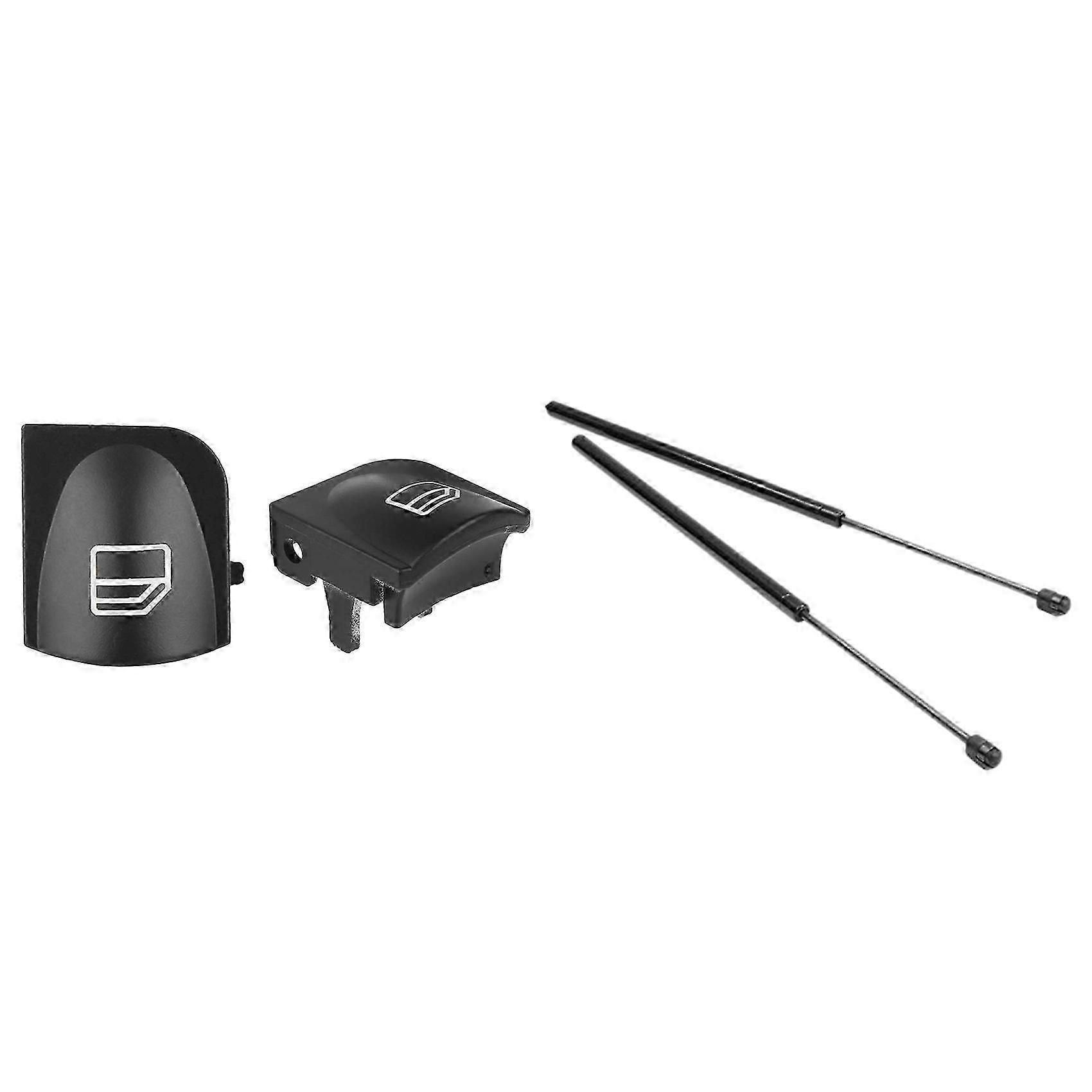 Front Engine Hood Support Rods & Window Switch Button Cover Caps - 2 Pcs Each