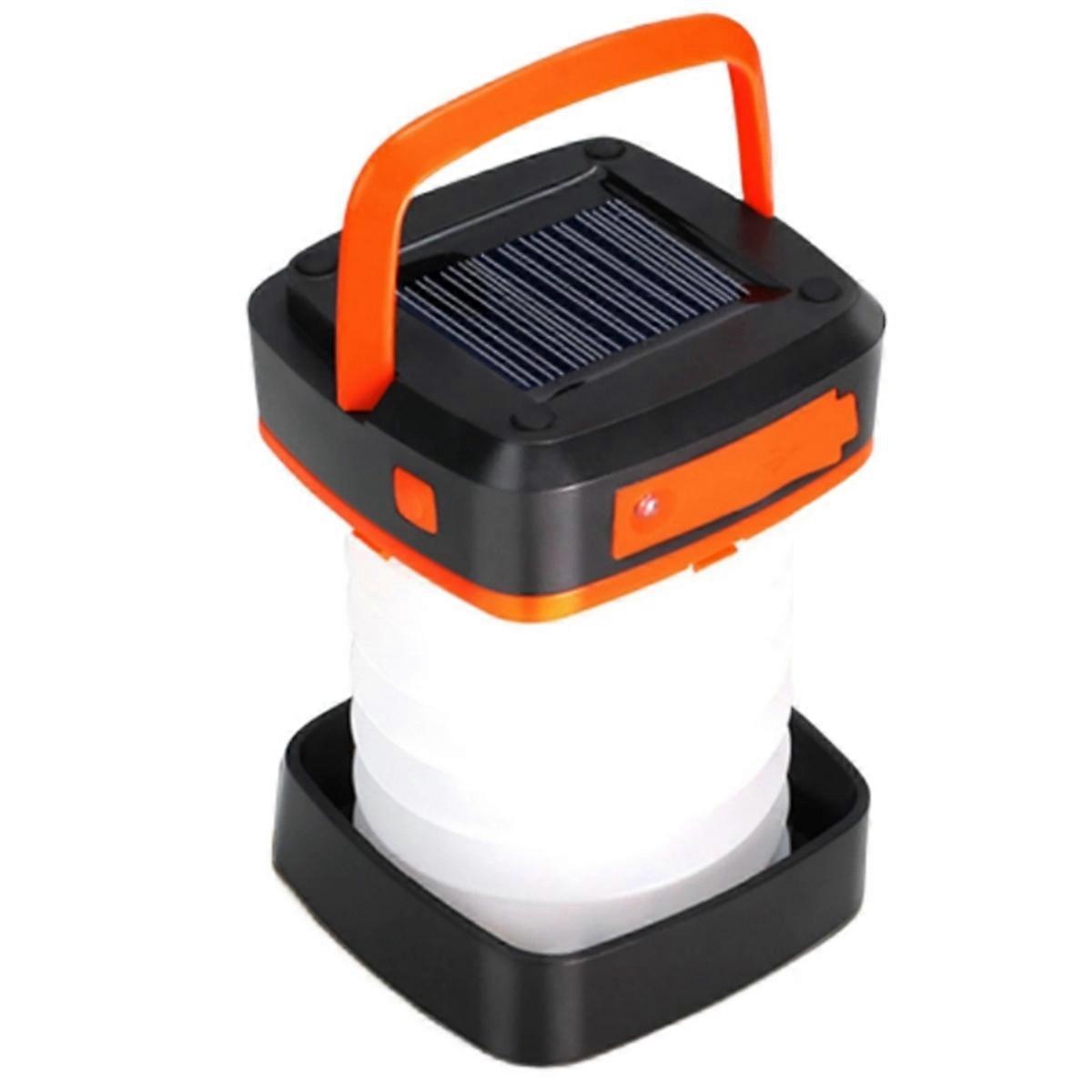 Camping Light Solar Rechargable Foldable Portable Lantern Orange