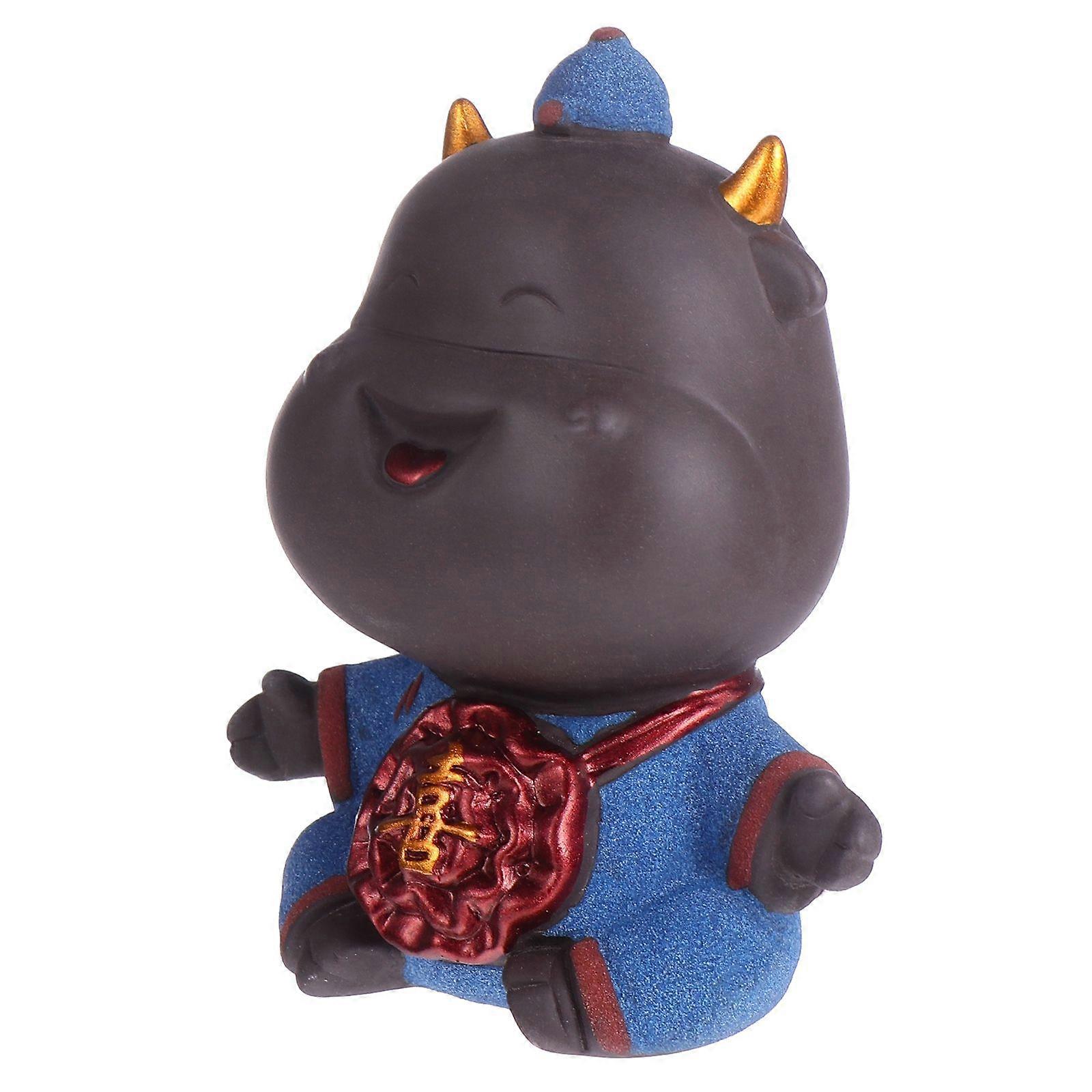 Blue Ceramic Cow Ornament for Decor Unique Realistic Design Adds Beauty to Fish Tank and Tabletop