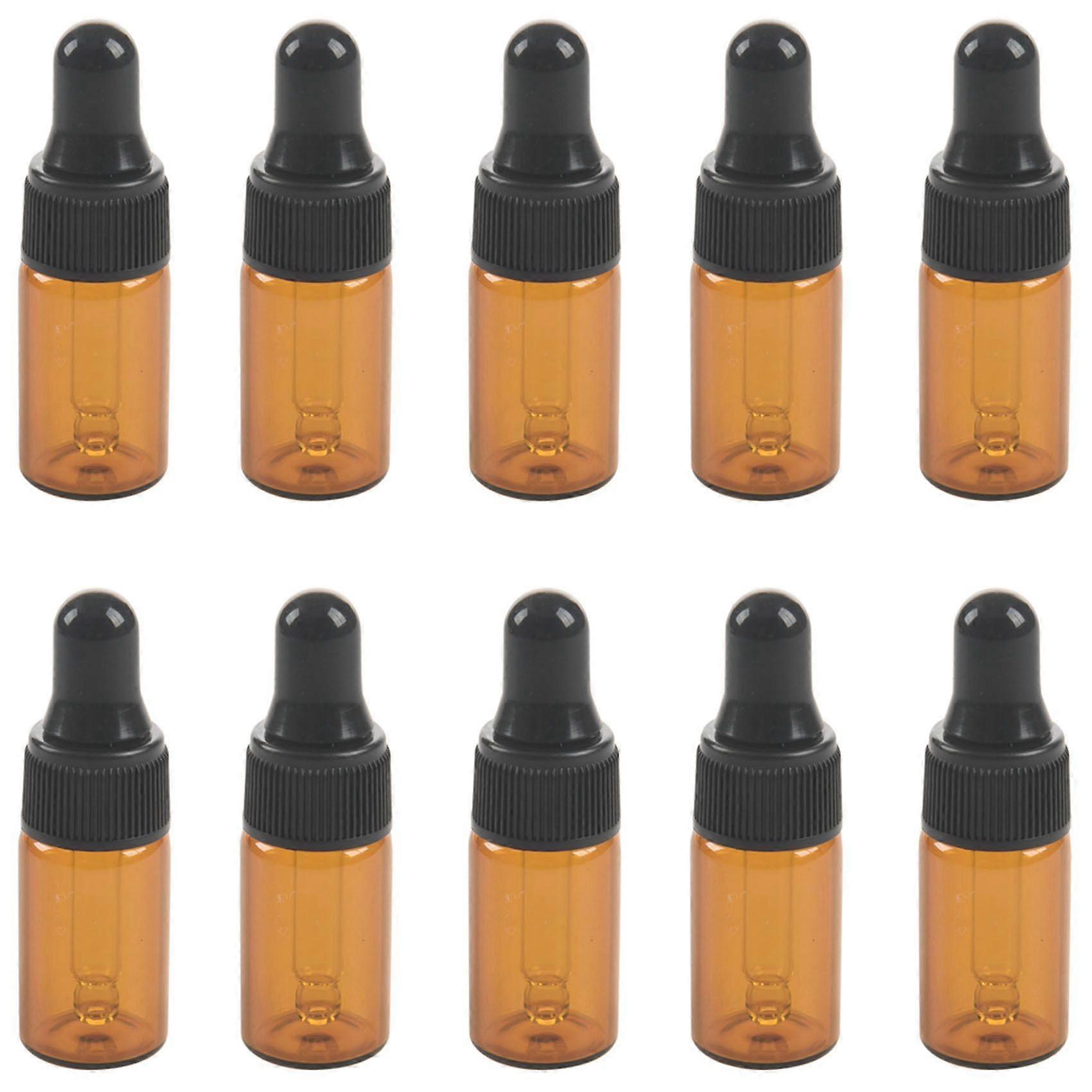 10 stk. 3 ml tomme brune glassdråperflasker med pipette for eterisk olje