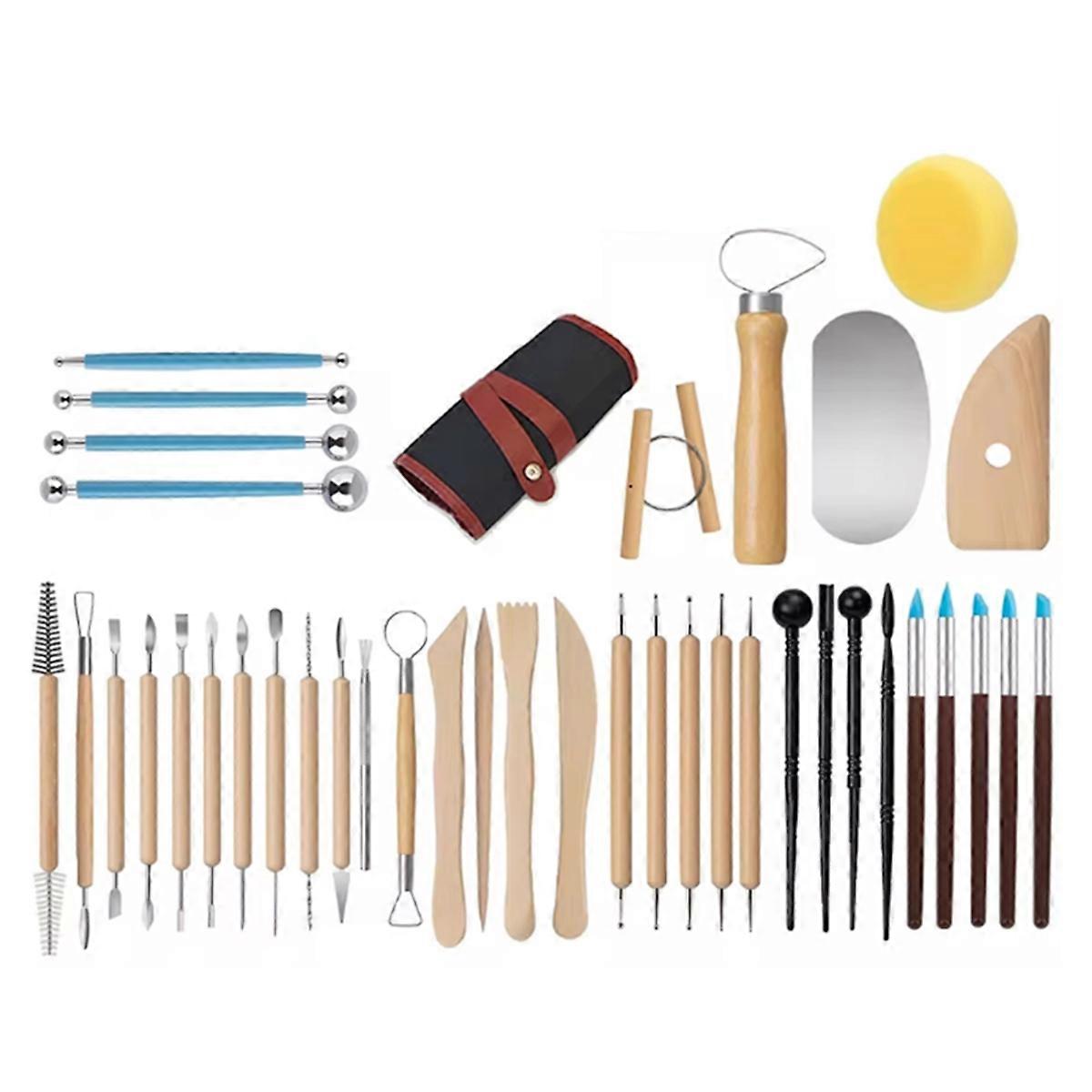 40Pcs Pottery Clay Sculpting DIY Tools, Double Sided Air Dry Ceramic Clay Carving Tool Set,Pottery Modeling Smoothing