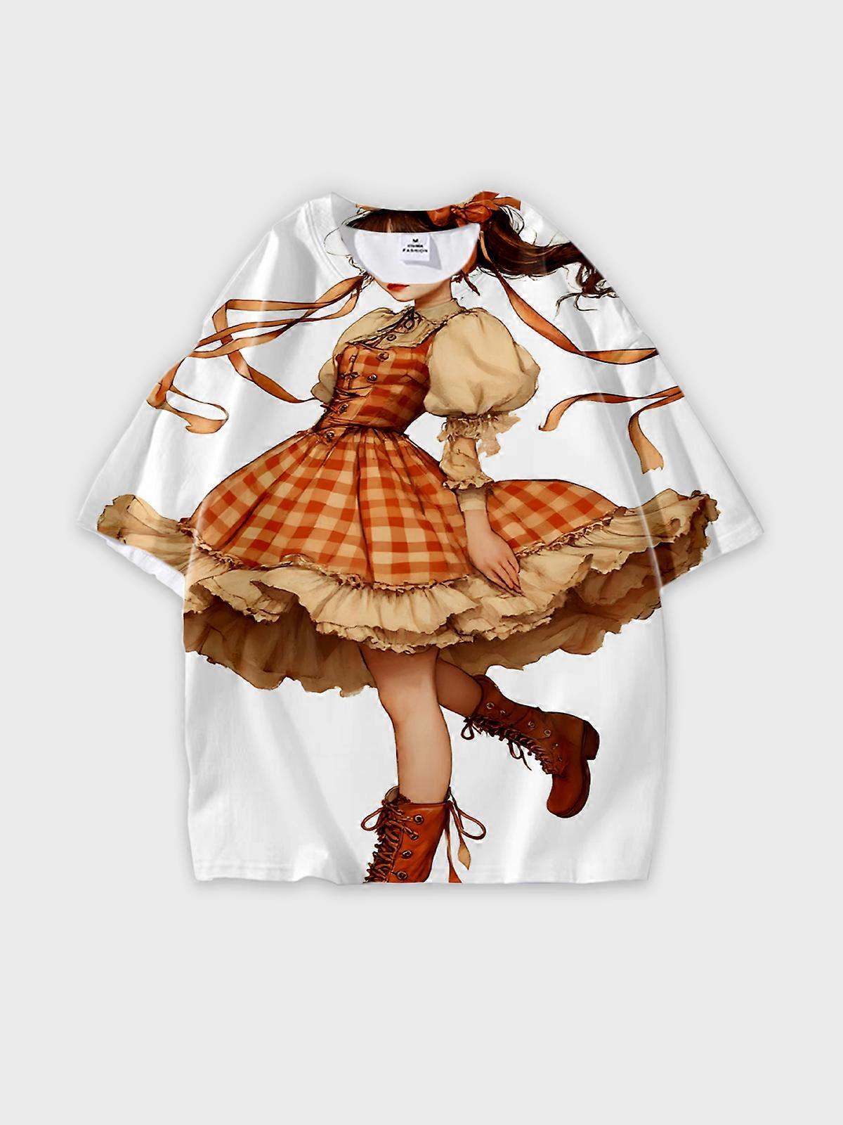 T-Shirt Short Sleeve Round Neck, Summer Casual Loose Graphic Tee, Unisex Pattern W1822