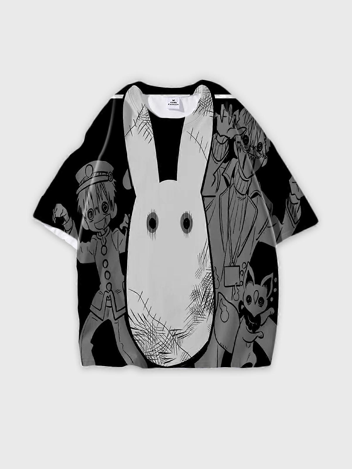 T-Shirt Round Neck, Loose Short Sleeve Toilet-bound Hanako-kun Graphic Tee, Unisex Summer Casual Top W1356