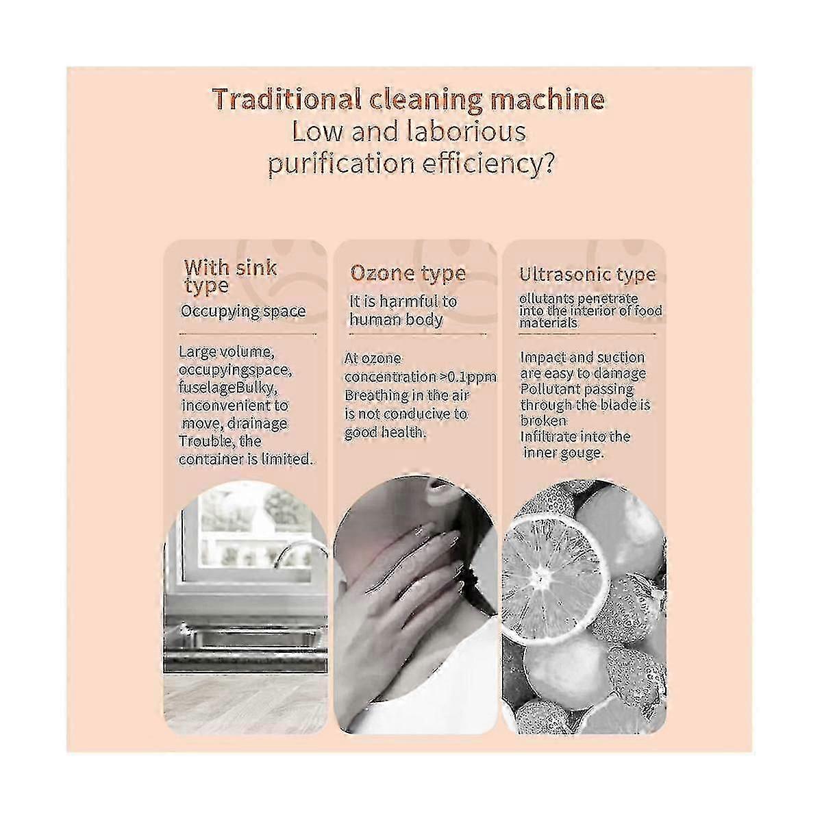 Portable Capsule Shape Fruit Vegetable Washing Machine Household Kitchen Sterilization Disinfection