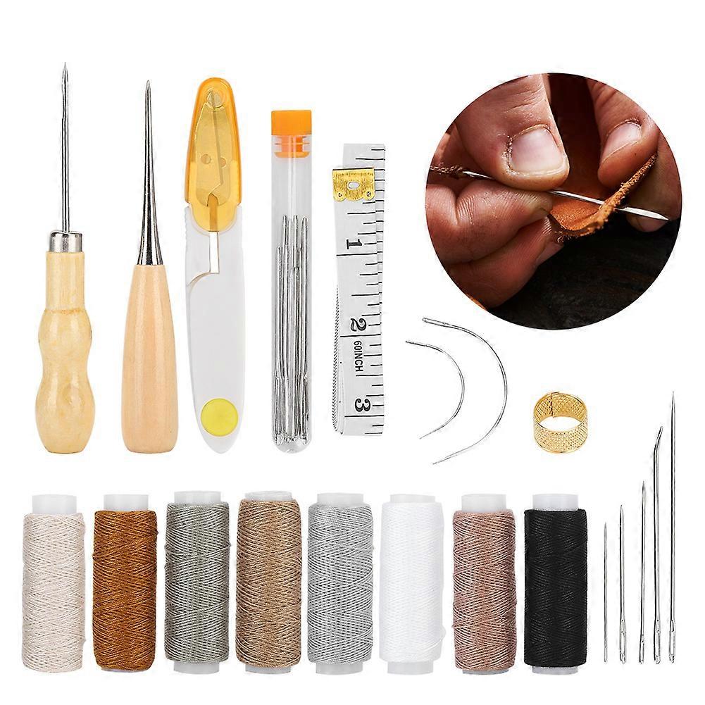 Leather Craft DIY Kit with Thread, Needles, Awl & Tools Set