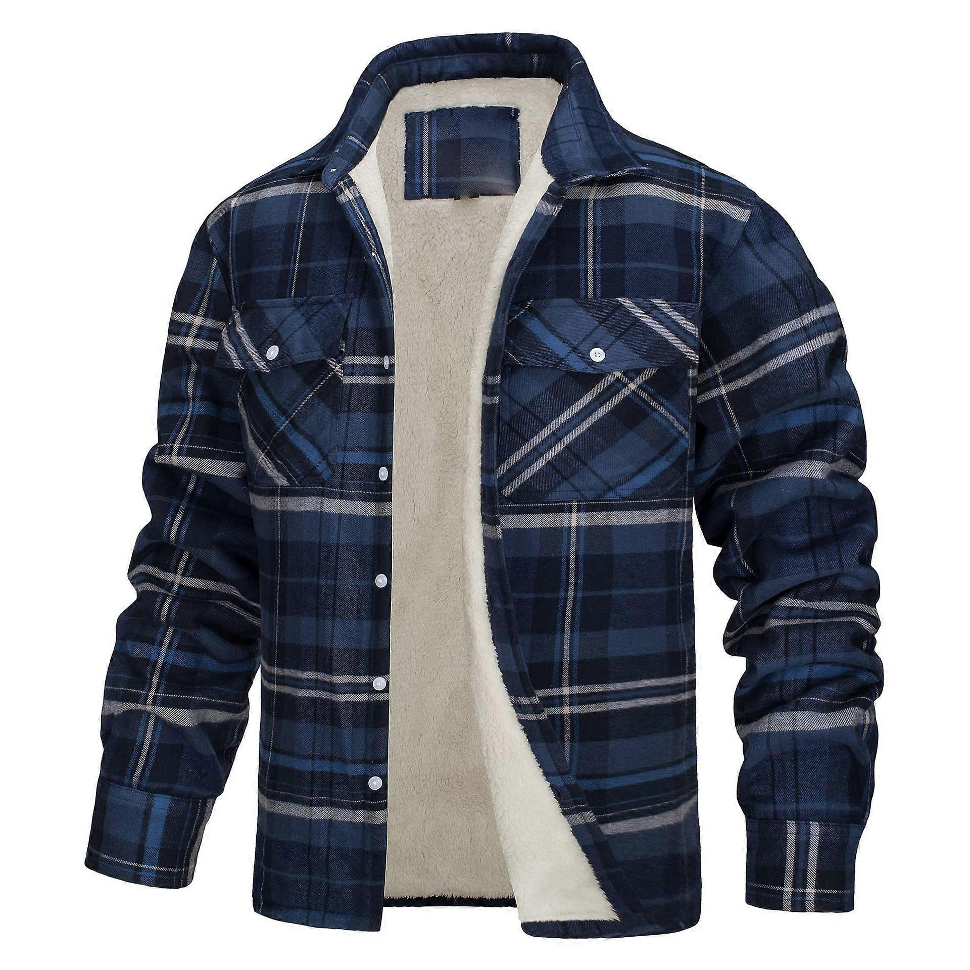 Herren Jacke Langarm Revers Dick kariert Herren Jacke