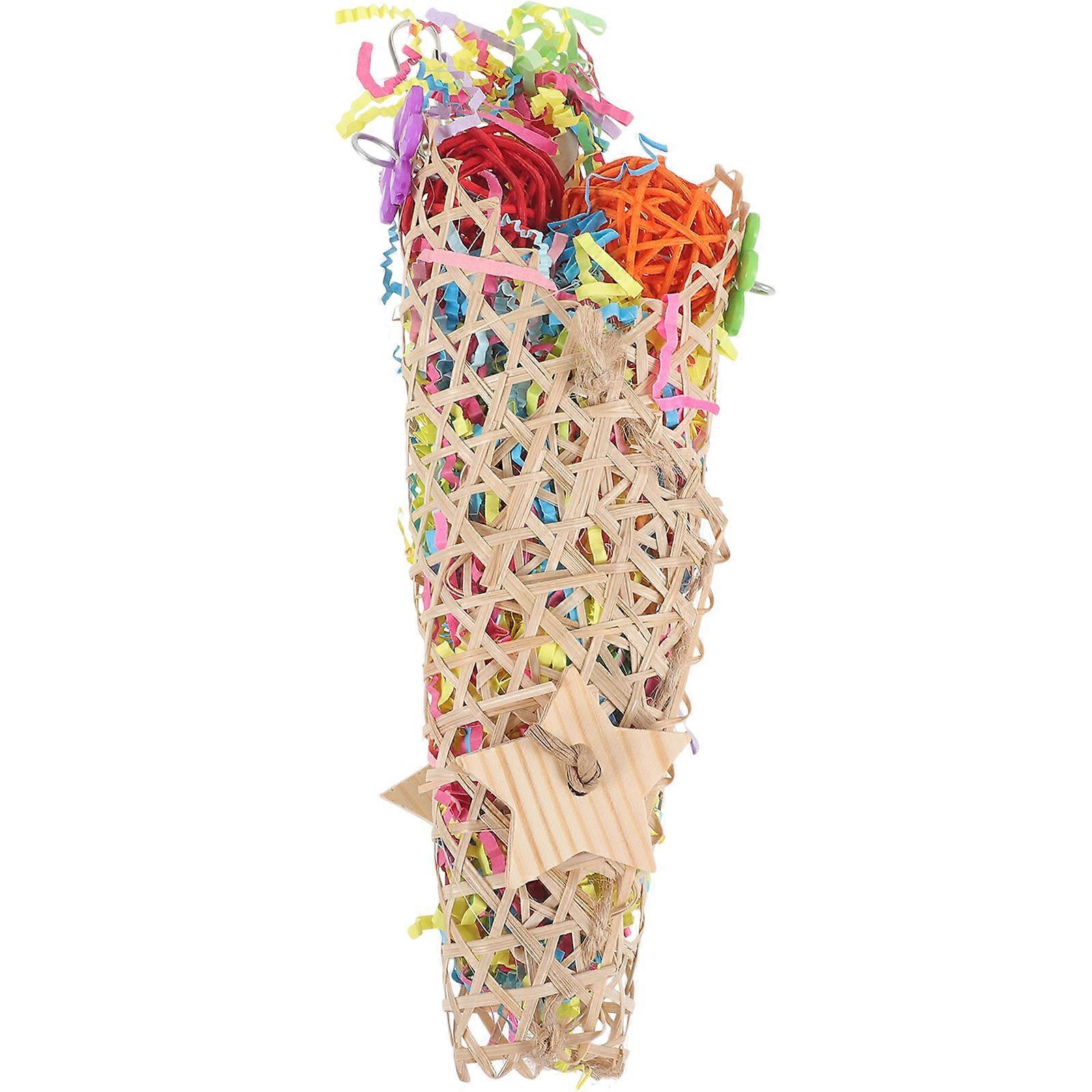 Bird Cage Hanging Parrot Toy Shredding Foraging Plaything 4Pcs Set