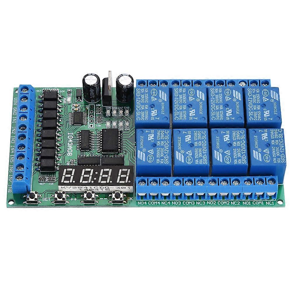 DC 12V 8CH LED Multifunction Digital Delay Time Cycle Timing Relay Switch Module