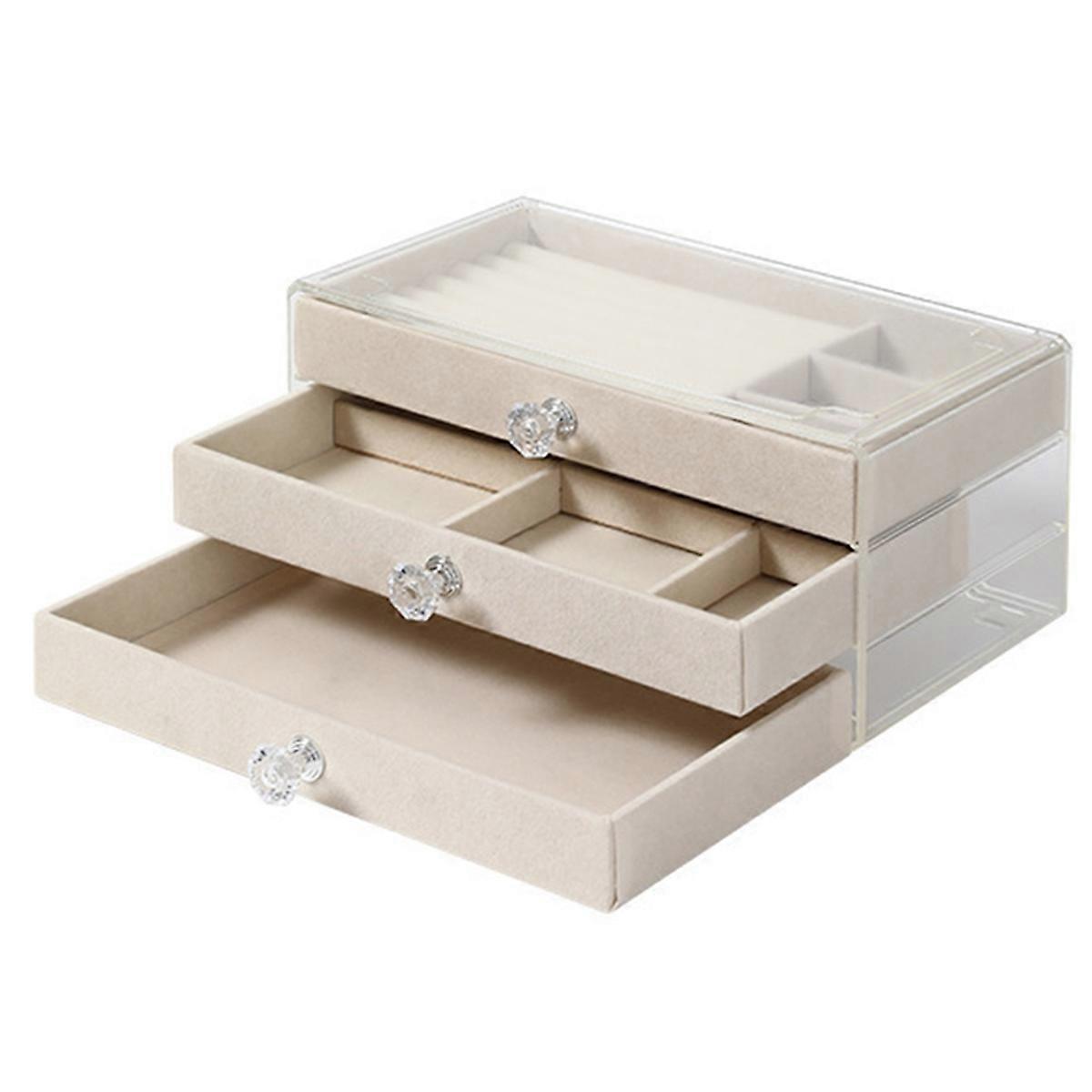 three drawer desktop jewelry storage box