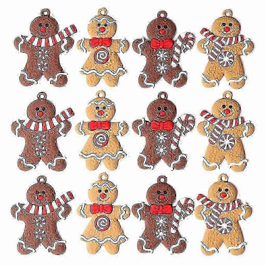 12x Assorted Clay Figurine Ornaments Gingerbread Man Gingerman Hanging Pendant