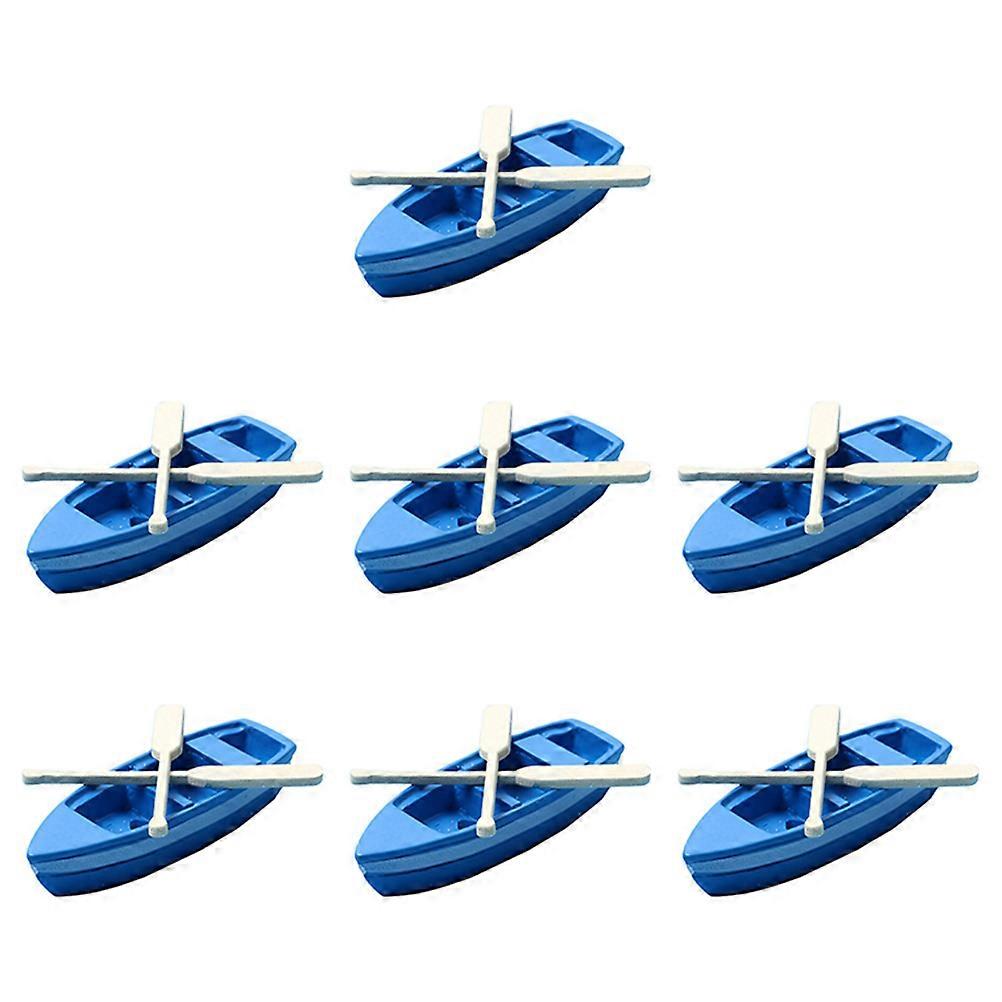 Lovely Blue Resin Mini Boat Model for Decoration Use with Paddles
