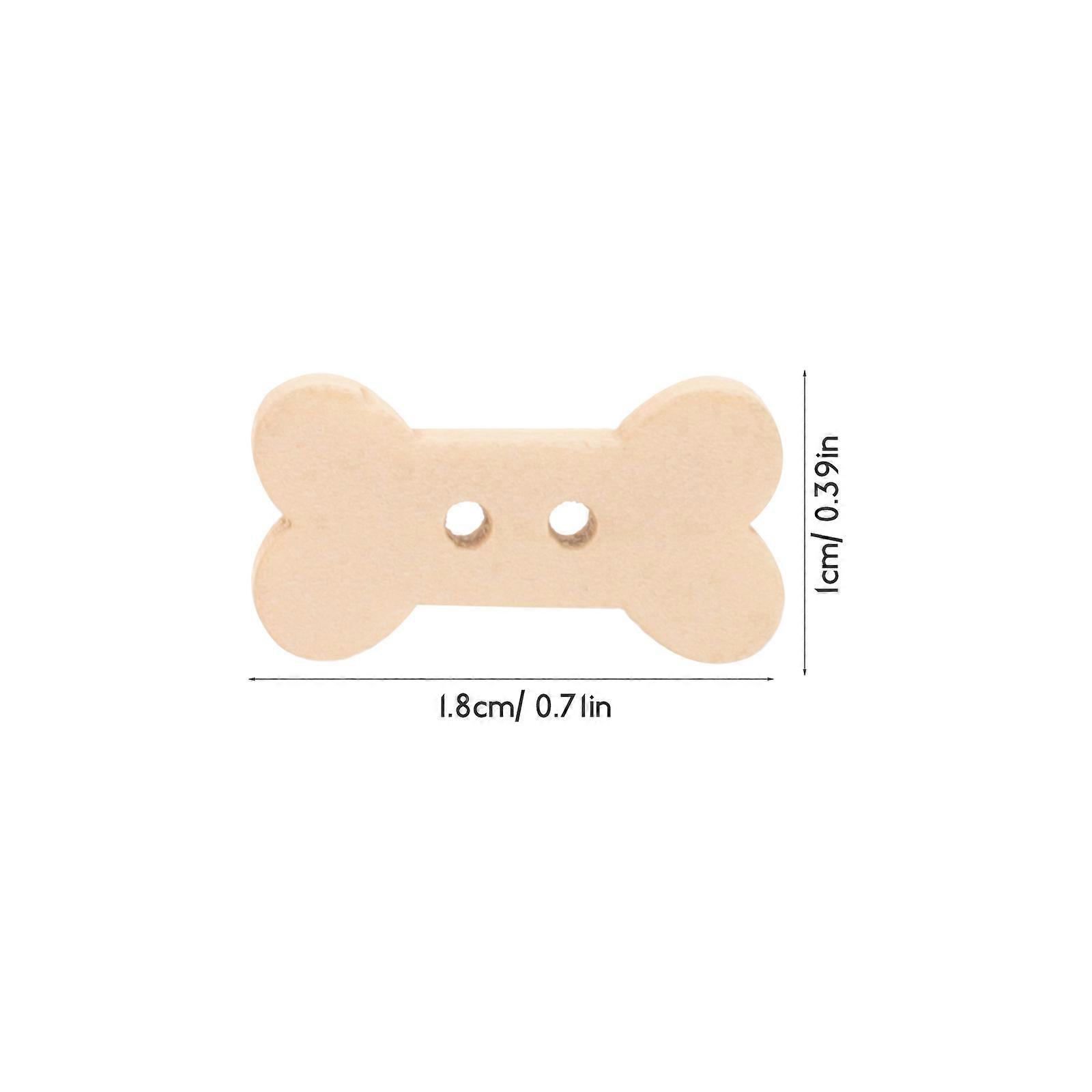 Bone Shape Buttons Wooden Sewing Buttons for Clothes Use 100Pcs Beige Set
