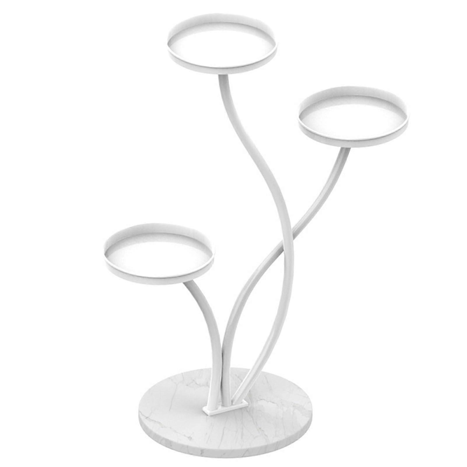 3Layer Curved Wrought Iron Plant Stand Indoor FloorToCeiling Plant Display Rack Size 31 x 31 x 75 cm White