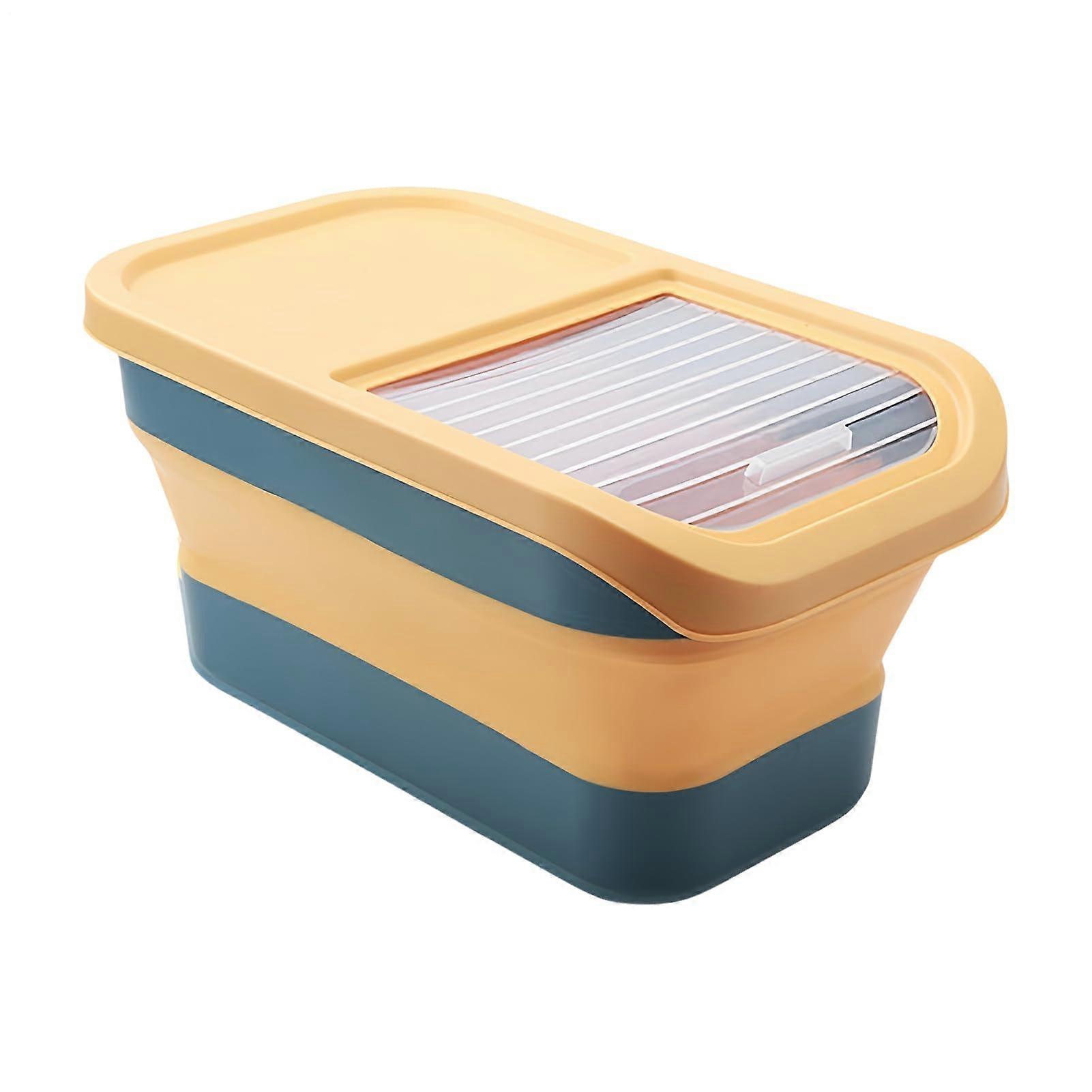 Dog Food Storage Container - Airtight Foldable Box With Hinged Lid, Wheels, 12-15kg Capacity For Floor Cabinet