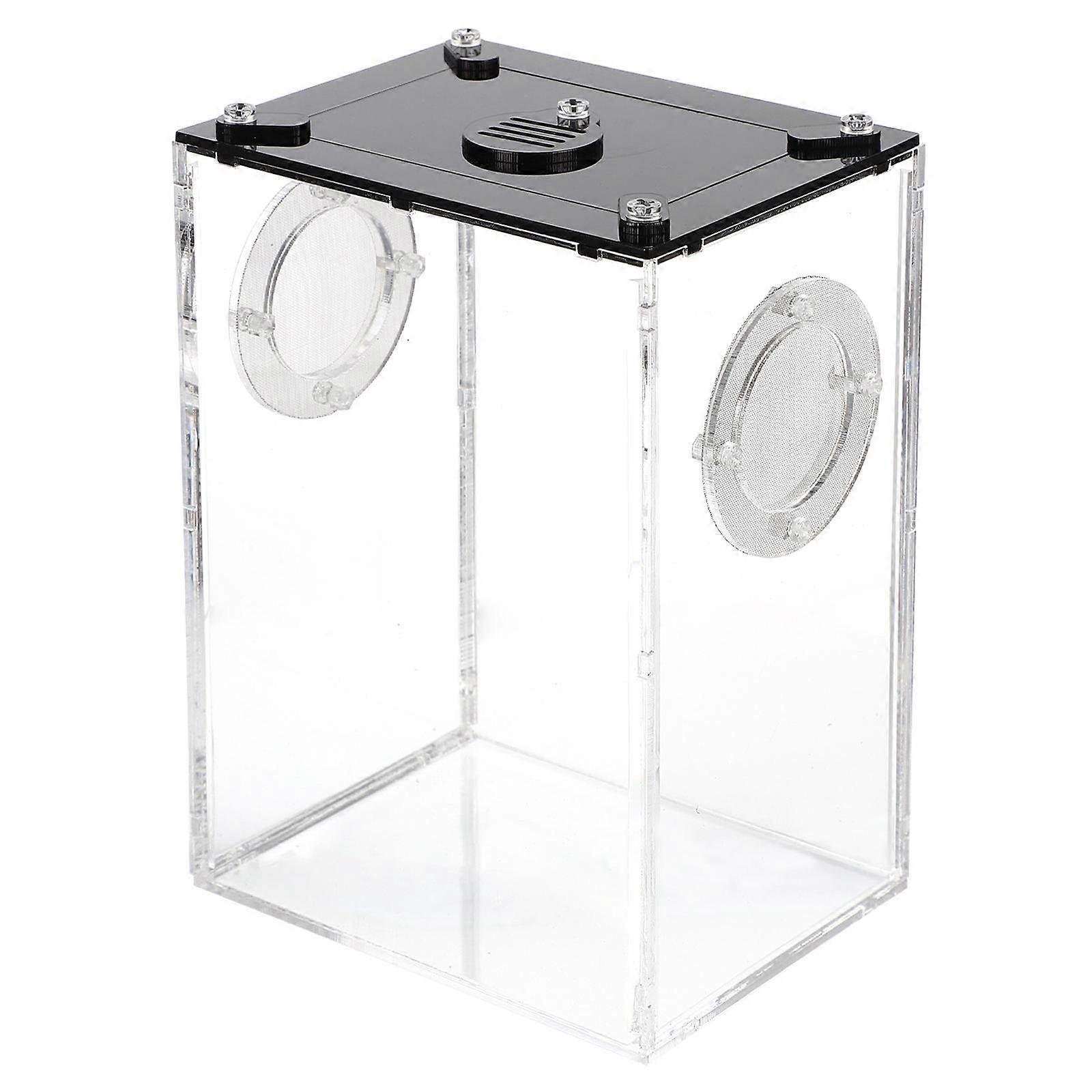 4Pcs Reptile Breeding Box Acrylic Lizard Box Transparent Black Pet