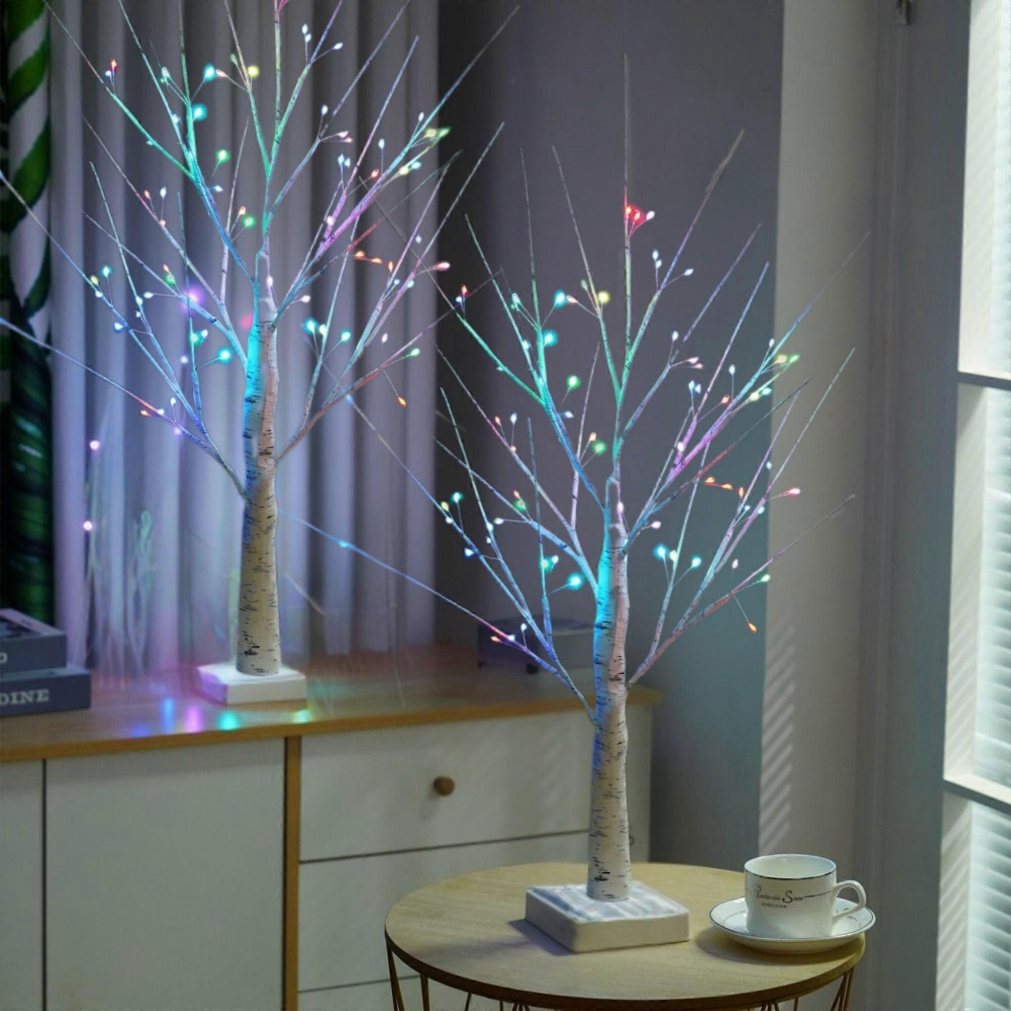 2 Pieces 72 Pre Lit Christmas Tree Lamp With Remote Control