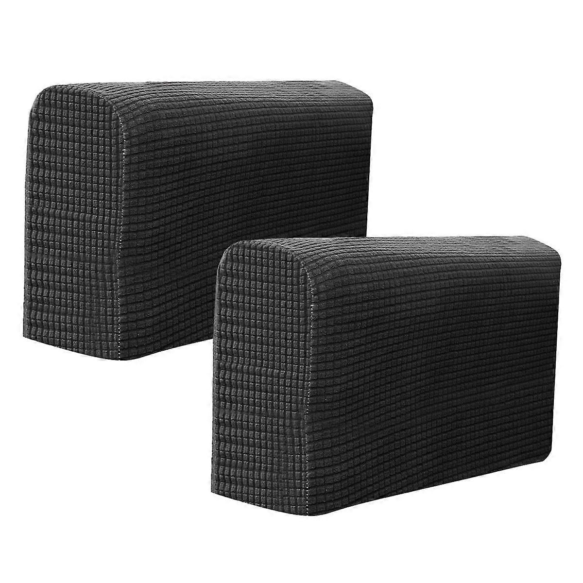 2pcs Universal Elastic Sofa Armrest Cover Simple Sofa Side Towels Protective Cloth for Home Office (Black)