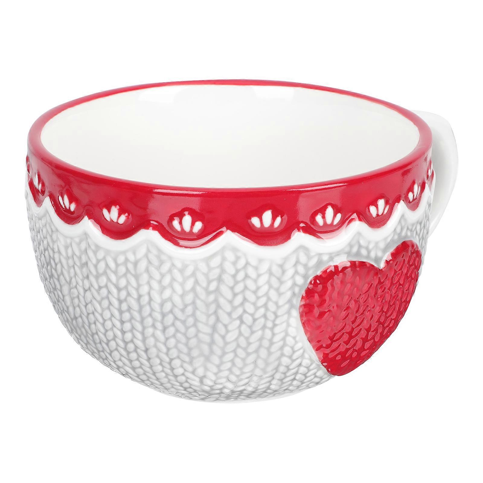 Large Capacity 2Pcs Creative Embossed Ceramic Mug Assorted Color Suitable For Household Use Perfect For Breakfast And Drinking