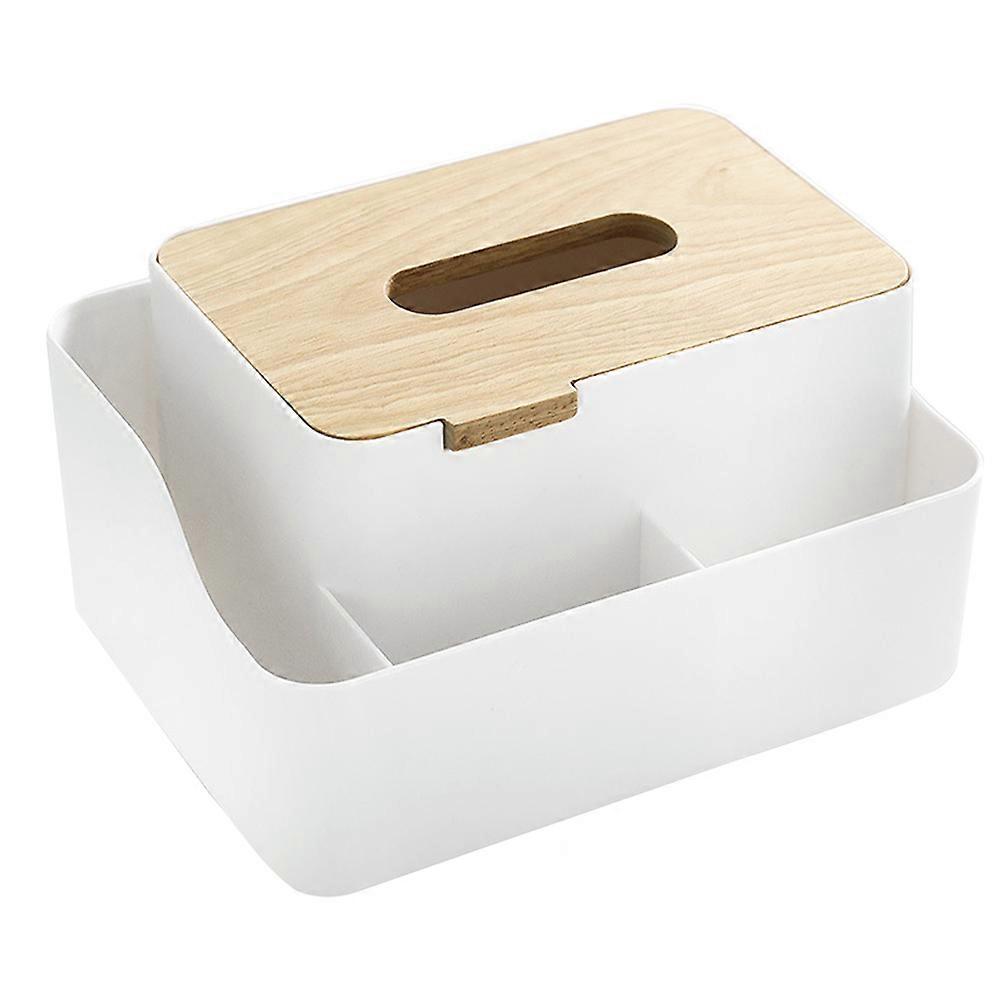 Plastic Multi-Function Tissue Box Napkin Holder for Storage 2Pcs White