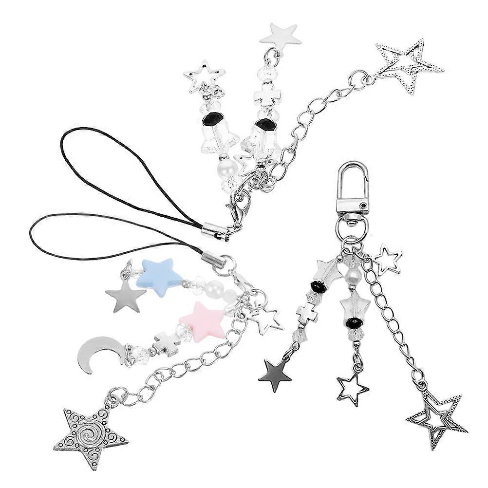 Mobile Pendant Star Phone Chain for Decoration 9Pcs Alloy Keychain Accessory