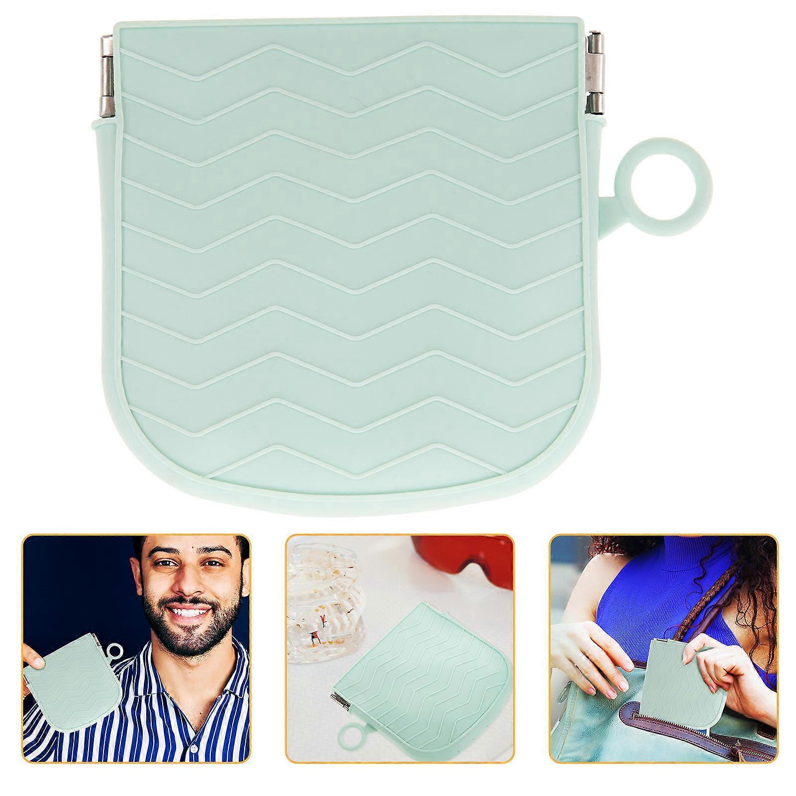 Sky-Blue Silicone Denture Holder Case For Elderly - Multi-Function Retainer Storage Solution Perfect For Daily Use - 5Pcs