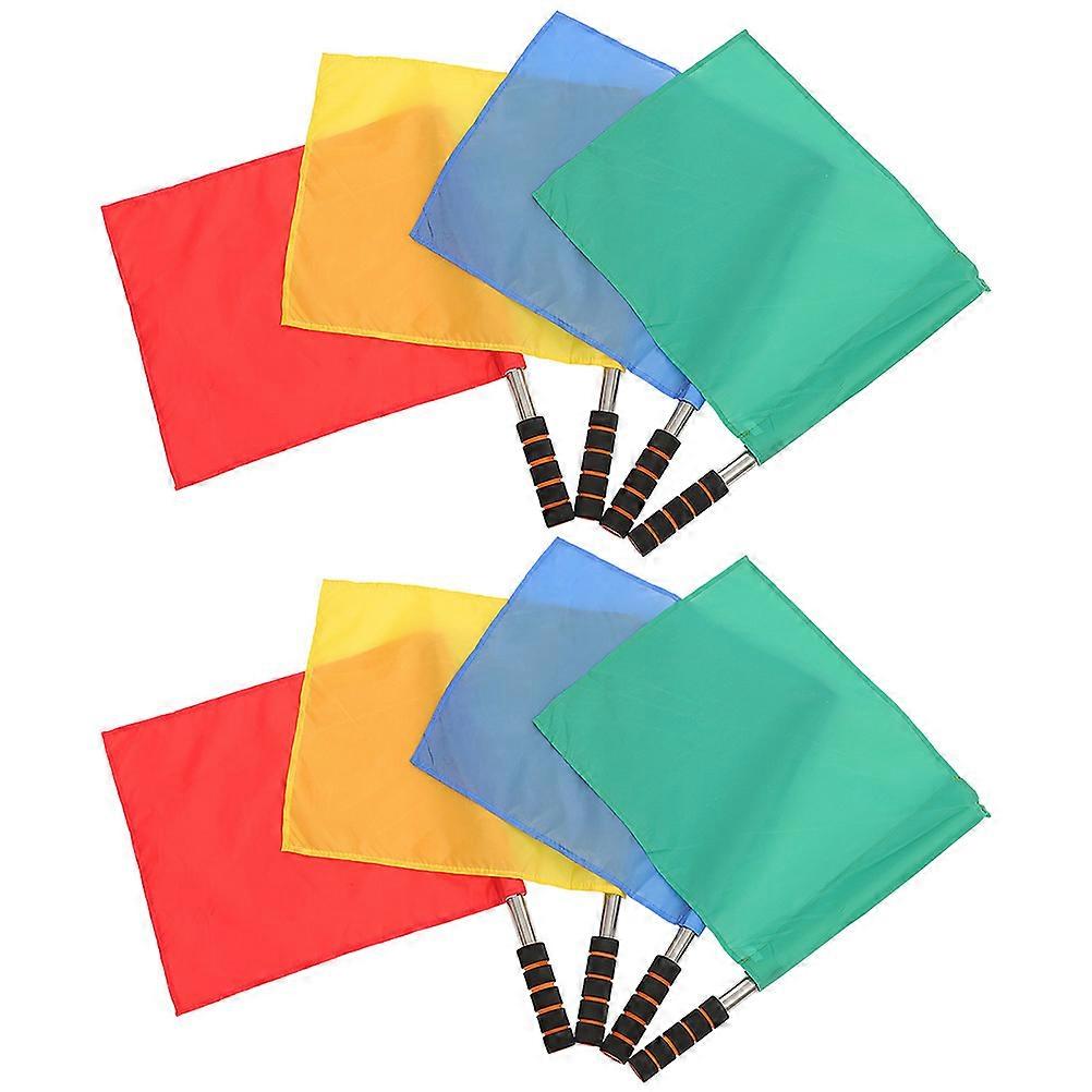 8Pcs Portable Hand Waving Flags for Competition Signal and Traffic Direction Made from Assorted Color Fabric and Stainless Steel