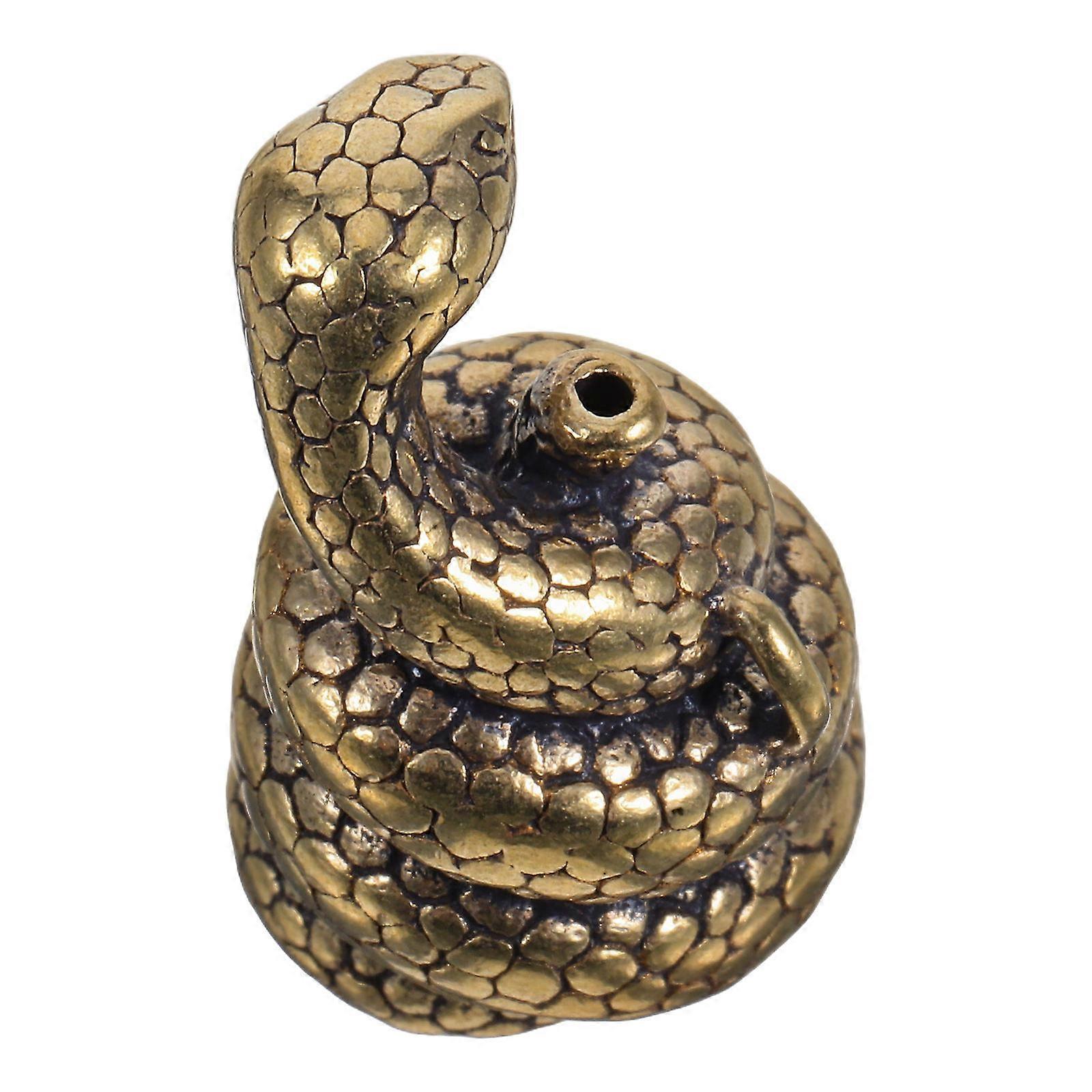 Antikk messing slangepynt minifigur til dekorasjon 4 stk