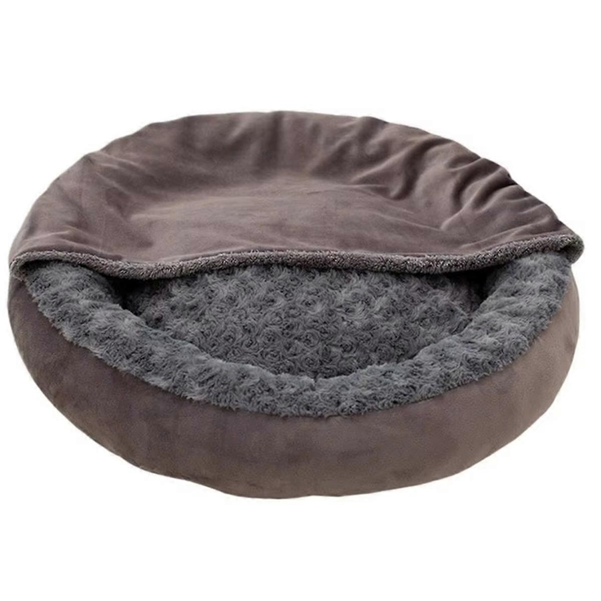 Small Dog Bed Cat Bed with Hooded Blanket Round Donut Warm Pet Supplies Coved for Calming Puppy Out