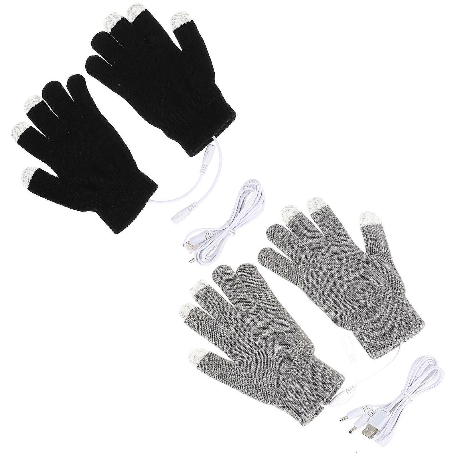 USB Heated Gloves Touchscreen Mitts For Men Women Winter Use Fashionable Design Assorted Color Heated 2 Pairs