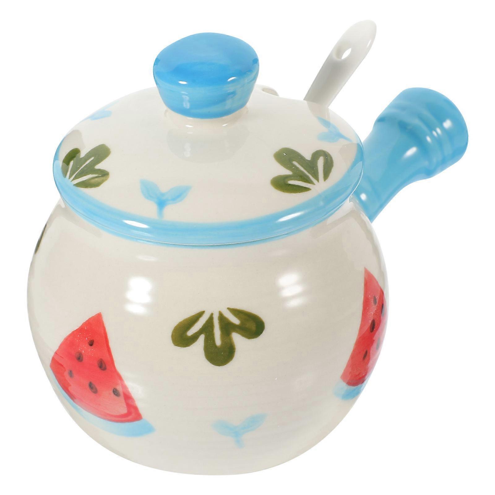 Condiment Storage Jar 2Pcs Rectangular Shape Safe Ceramic Material Ideal For Restaurant Use