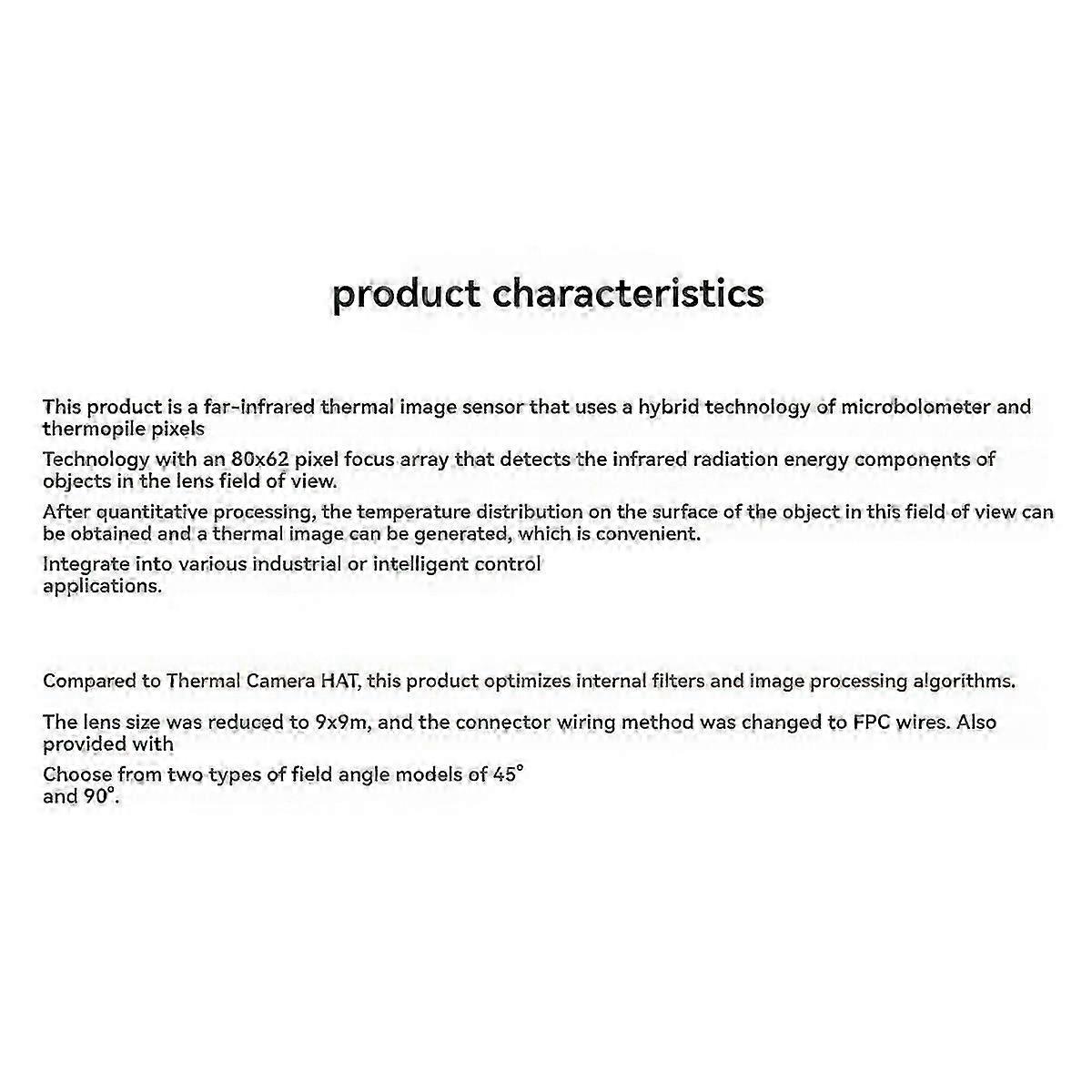 Thermal Camera HAT(B) Long-Wave IR Thermal Imaging Camera Module 40PIN GPIO 80x62 Pixels 45 Field