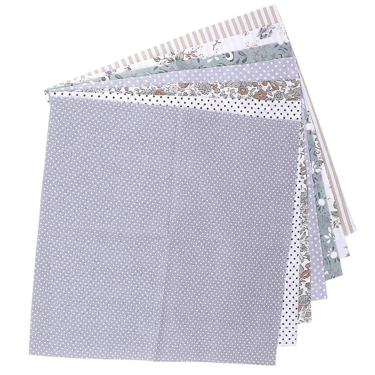 DIY Cotton Cloth Handmade Sewing Cotton Fabric for Patchwork 7Pcs Grey