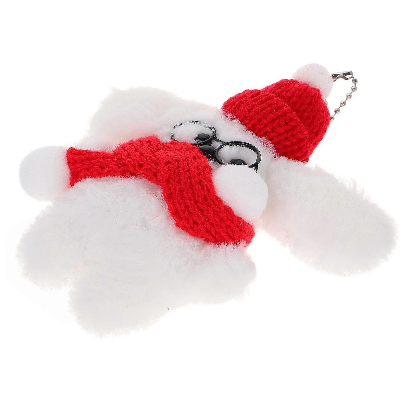 Plush Dog Pendant for Keychain with Scarf 4Pcs Assorted