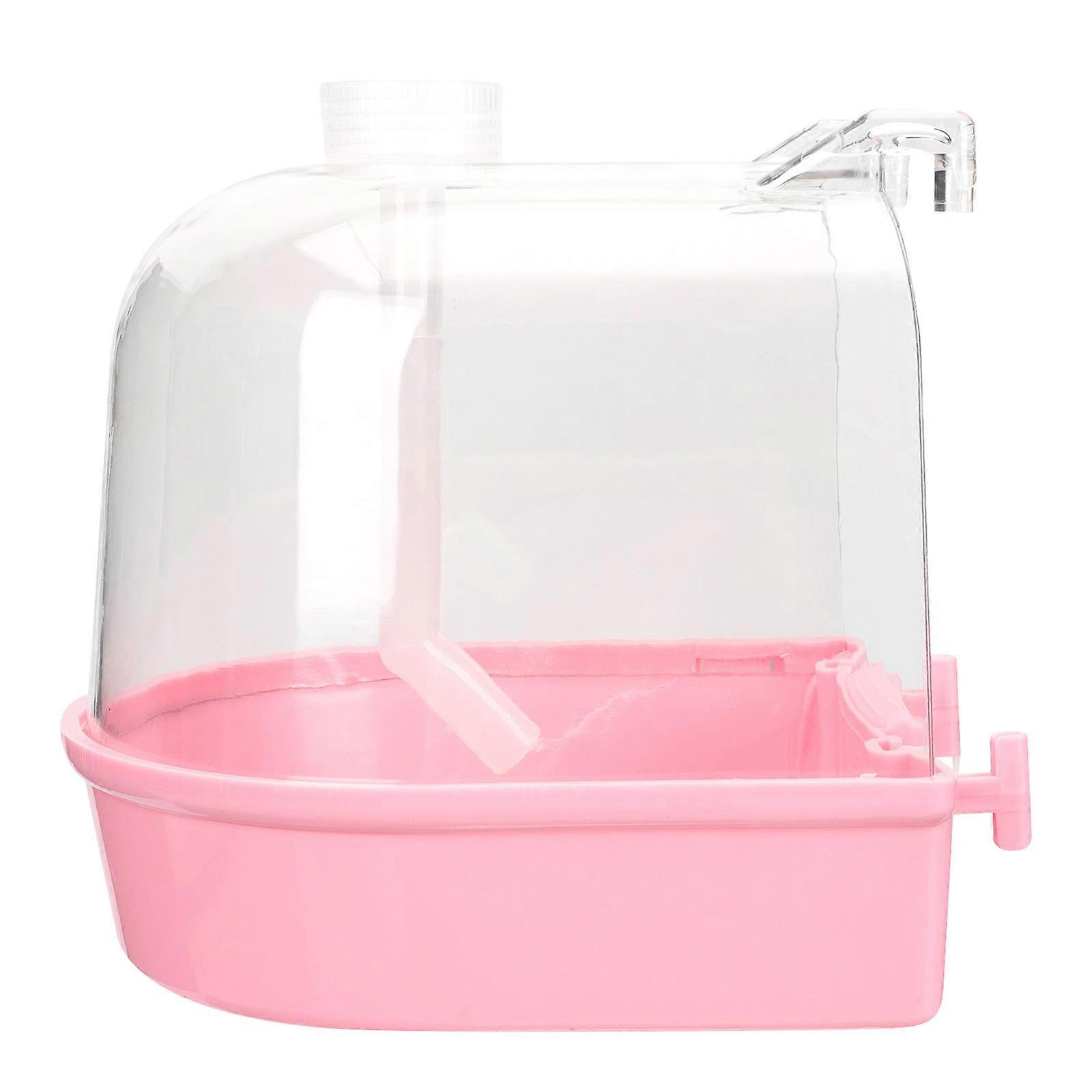 Parrot Bath Box Bird Bathing Basin for Pet Use 1Set Pink Plastic