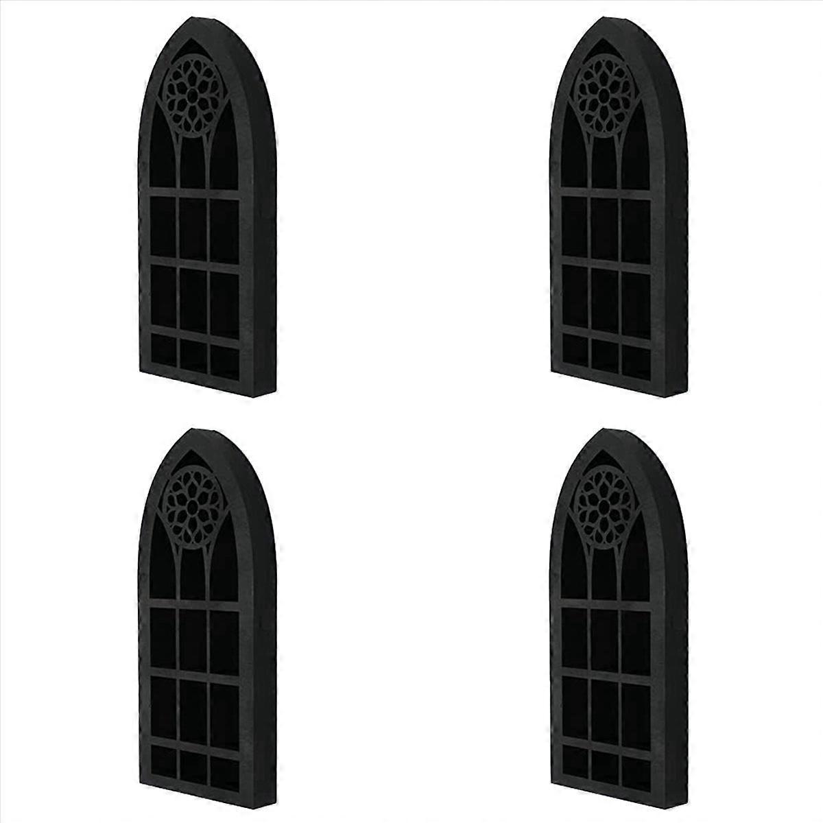 4X Wall Mounted Floating Shelves Old Church Window Crystal Wall Shelf Wall Hanging Gothic Boho Black