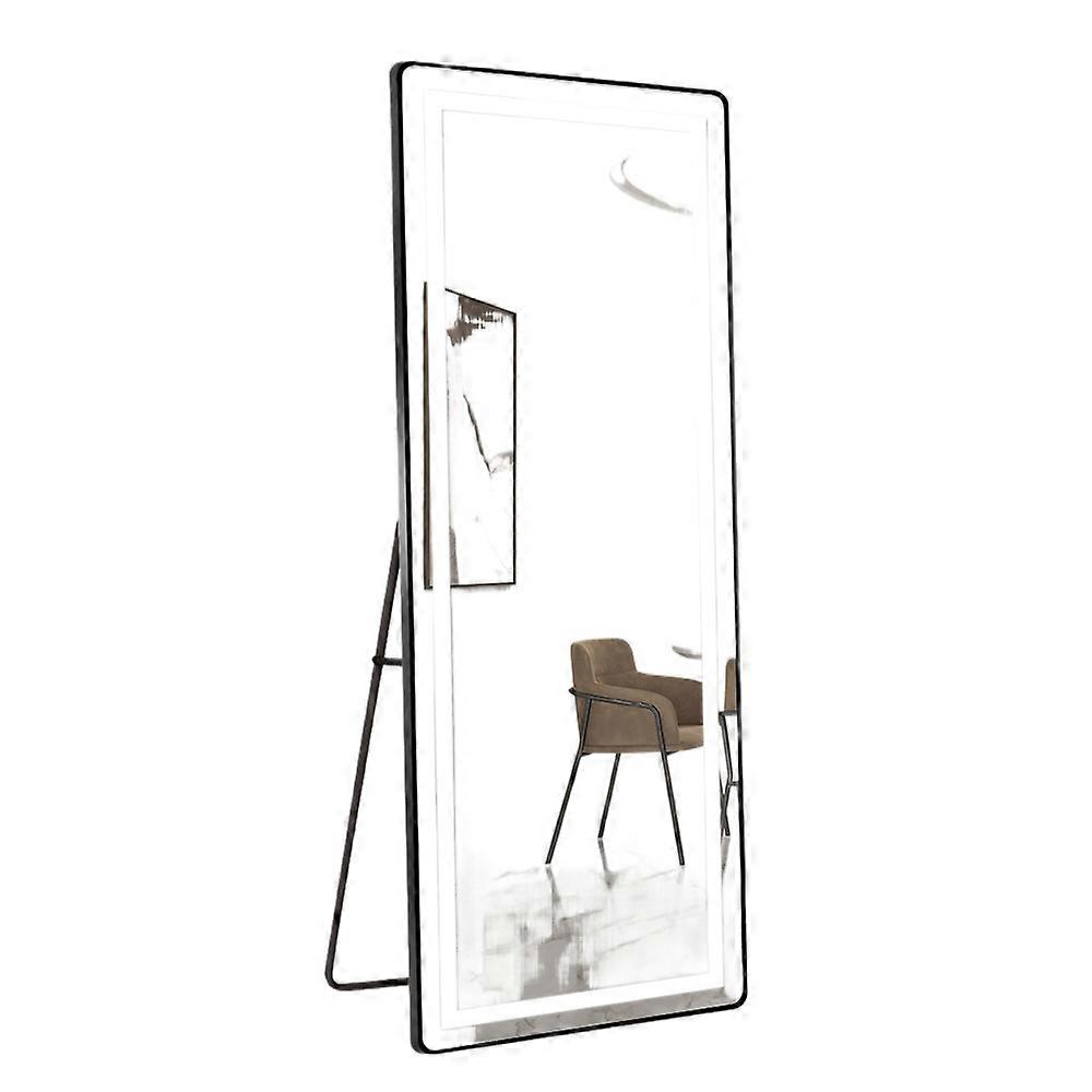 Miroir mural vertical à LED noir pleine longueur, à intensité variable, en aluminium